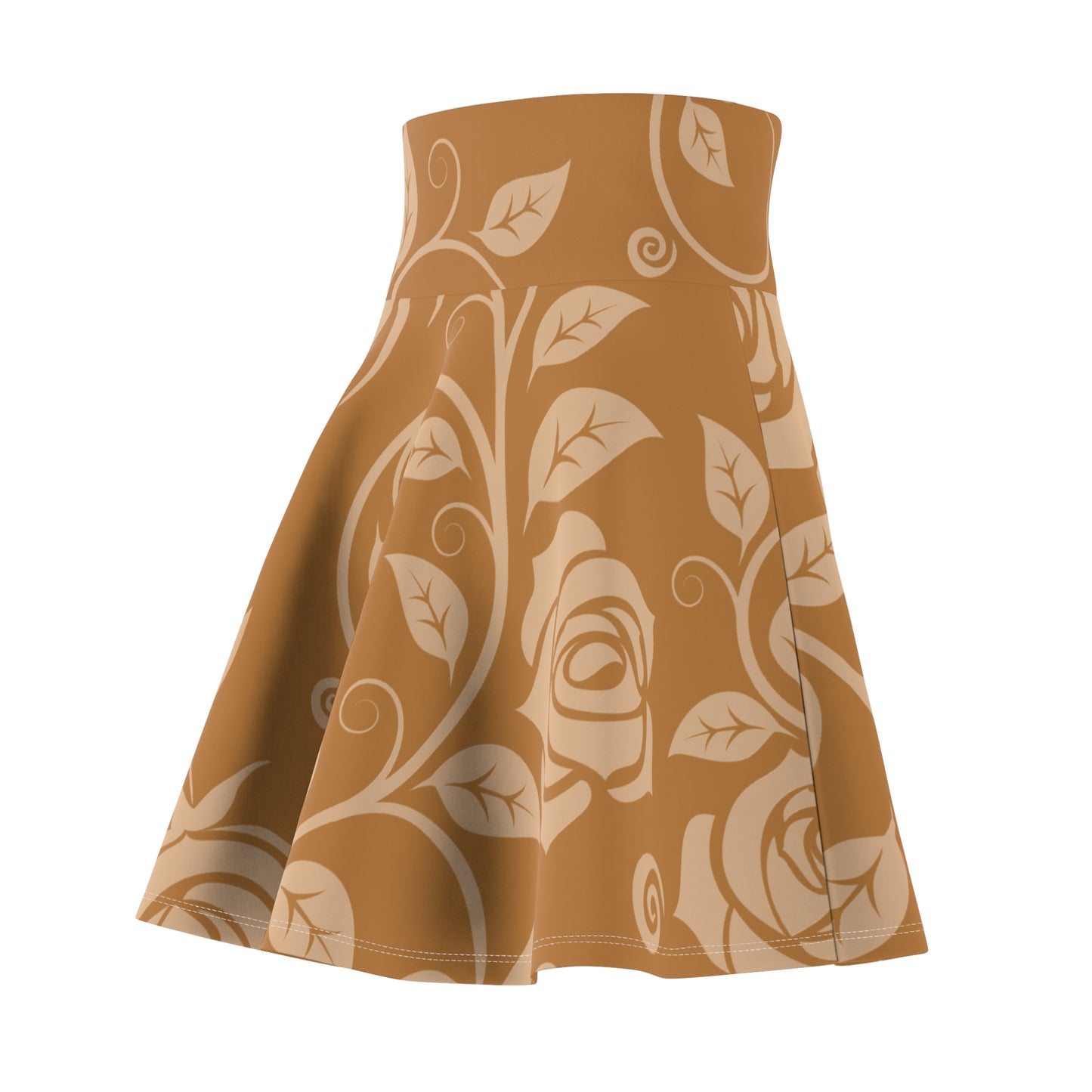 Hellbrauner Damen Rock Floral Skater Elegant Frühling Sommer Casual