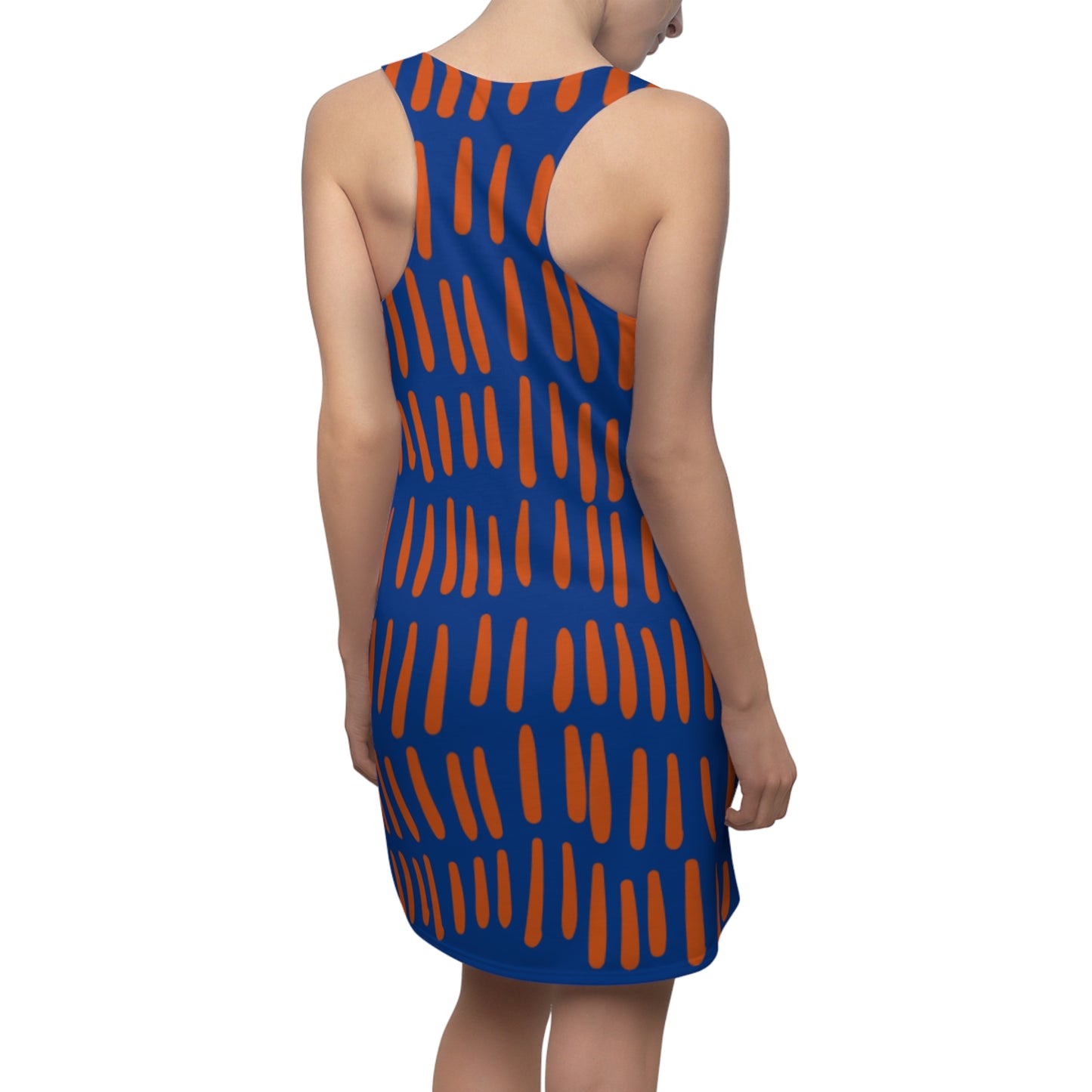 Blau Orange Boho Racerback Kleid – Modernes Sommerkleid