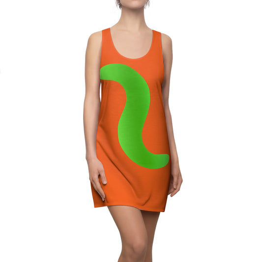 Orange Grün Abstrakt Racerback Kleid – Stylishes Sommerkleid