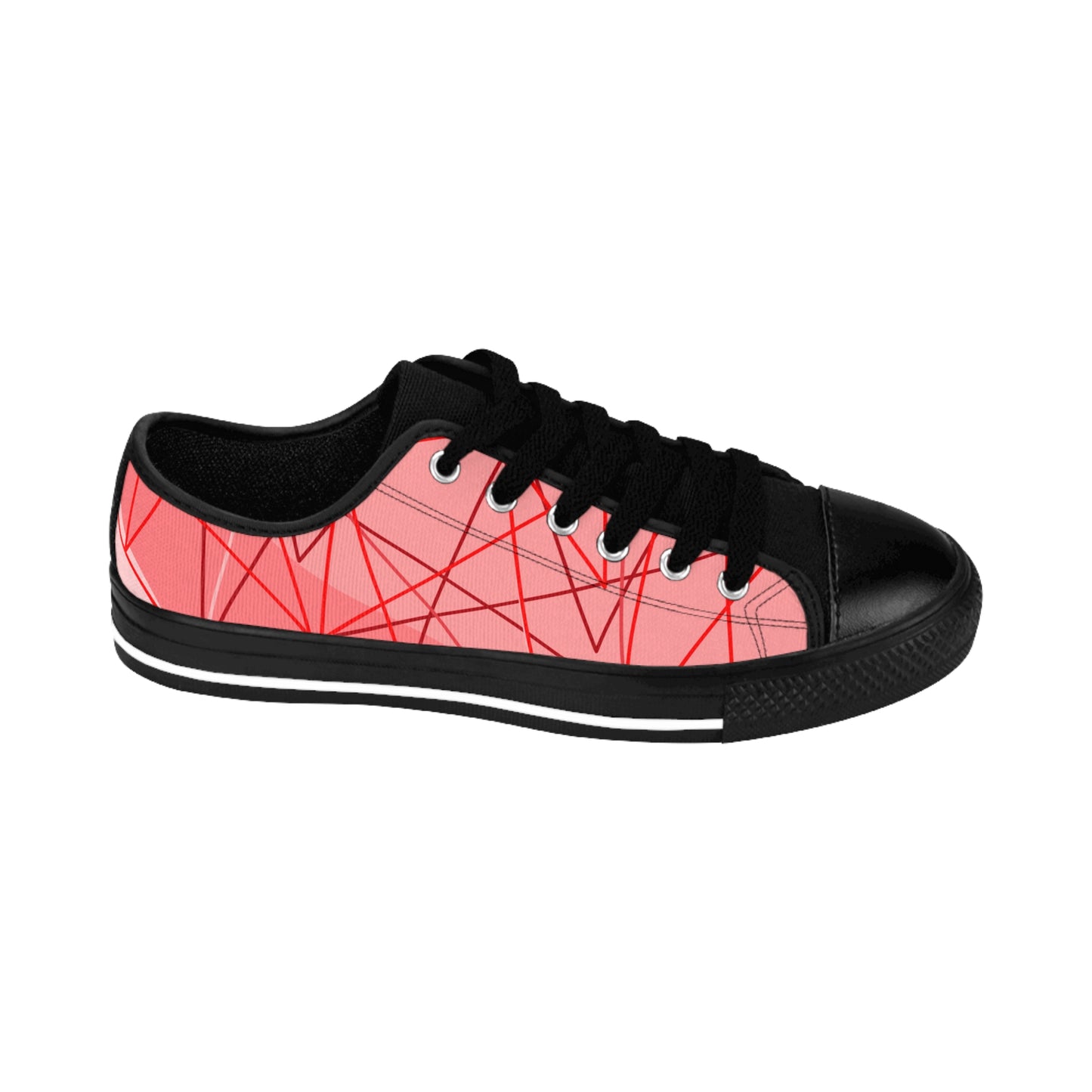 Damen Canvas Sneaker Rosa Linien Muster Streetwear Freizeit Schuhe