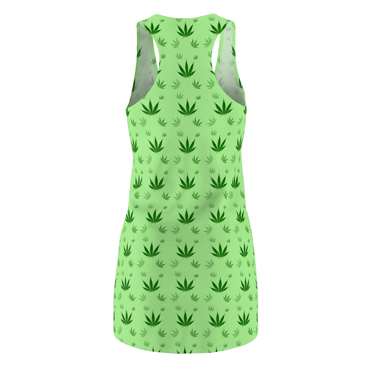 Damen Racerback Kleid Grün mit Cannabis Blättern – Sommer Freizeitkleid