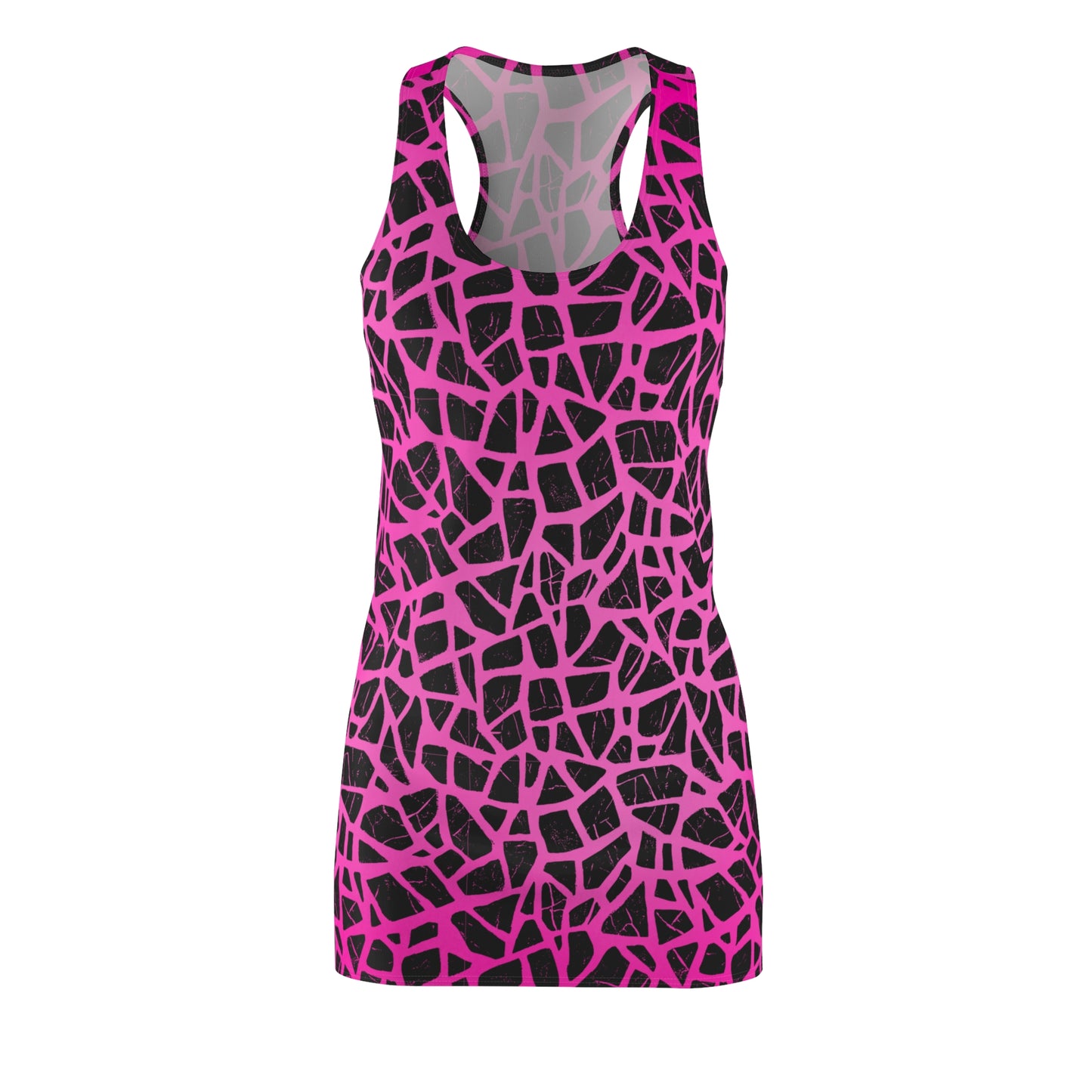 Racerback Damenkleid – Pinker Farbverlauf mit abstraktem Muster