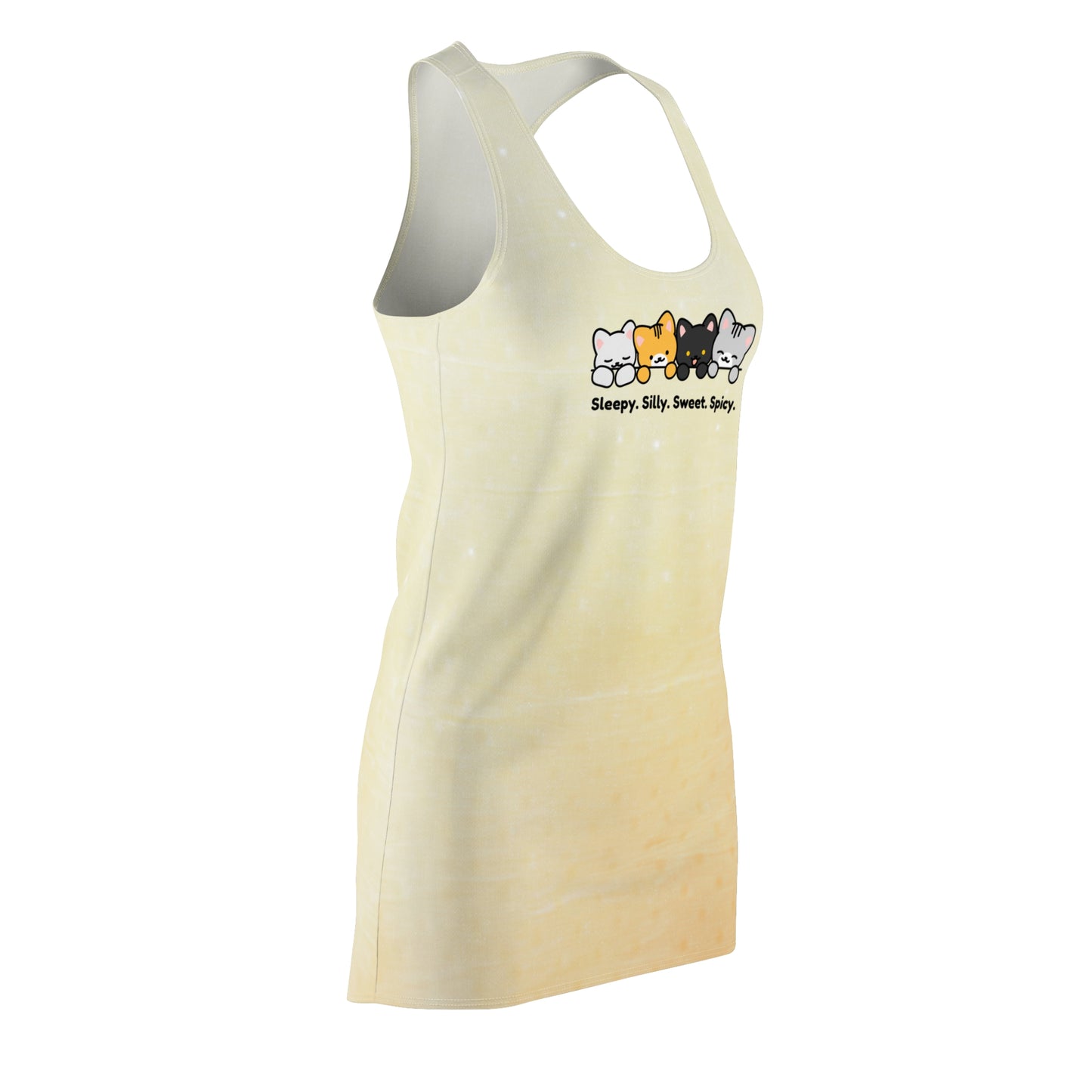 Racerback Kleid mit Farbverlauf & Katzenmotiv „Sleepy Silly Sweet“