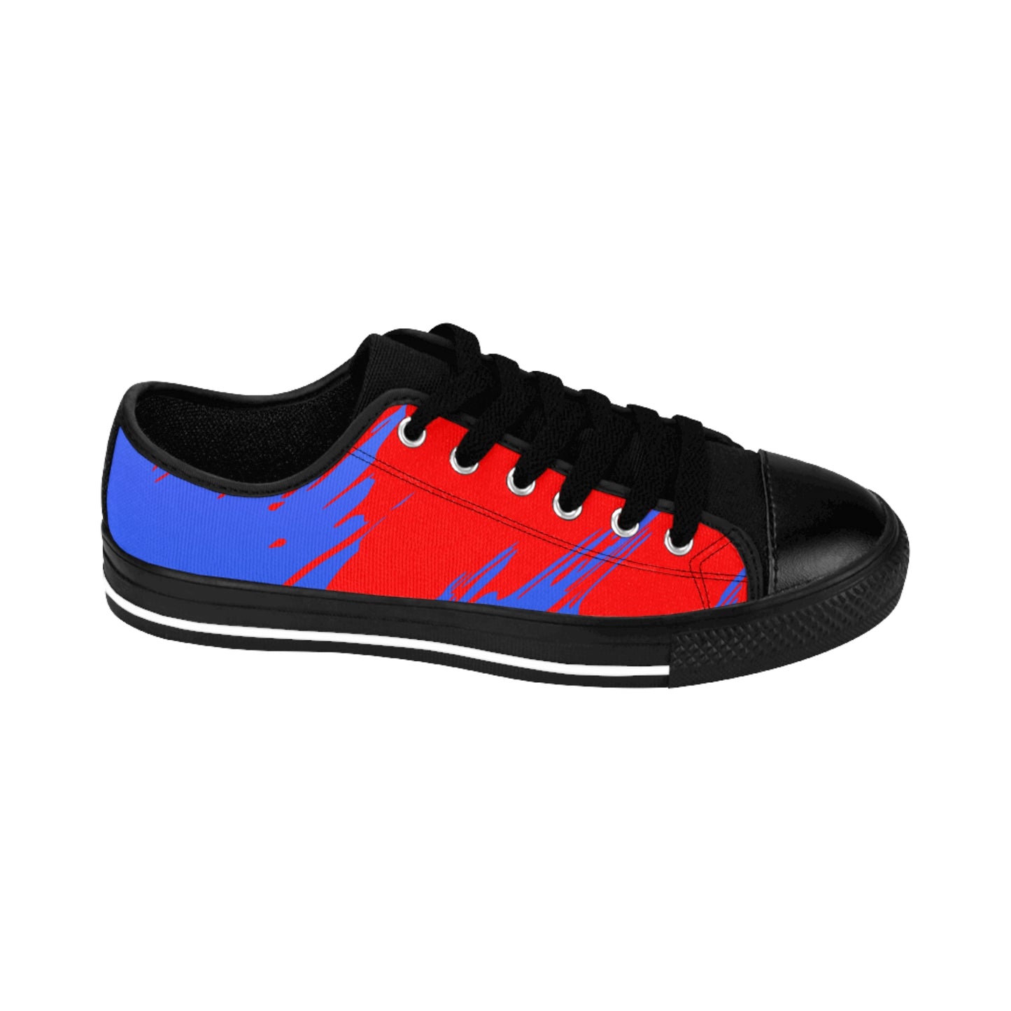 Red Blue Gradient Canvas Sneakers Women Casual Lace-Up Shoes