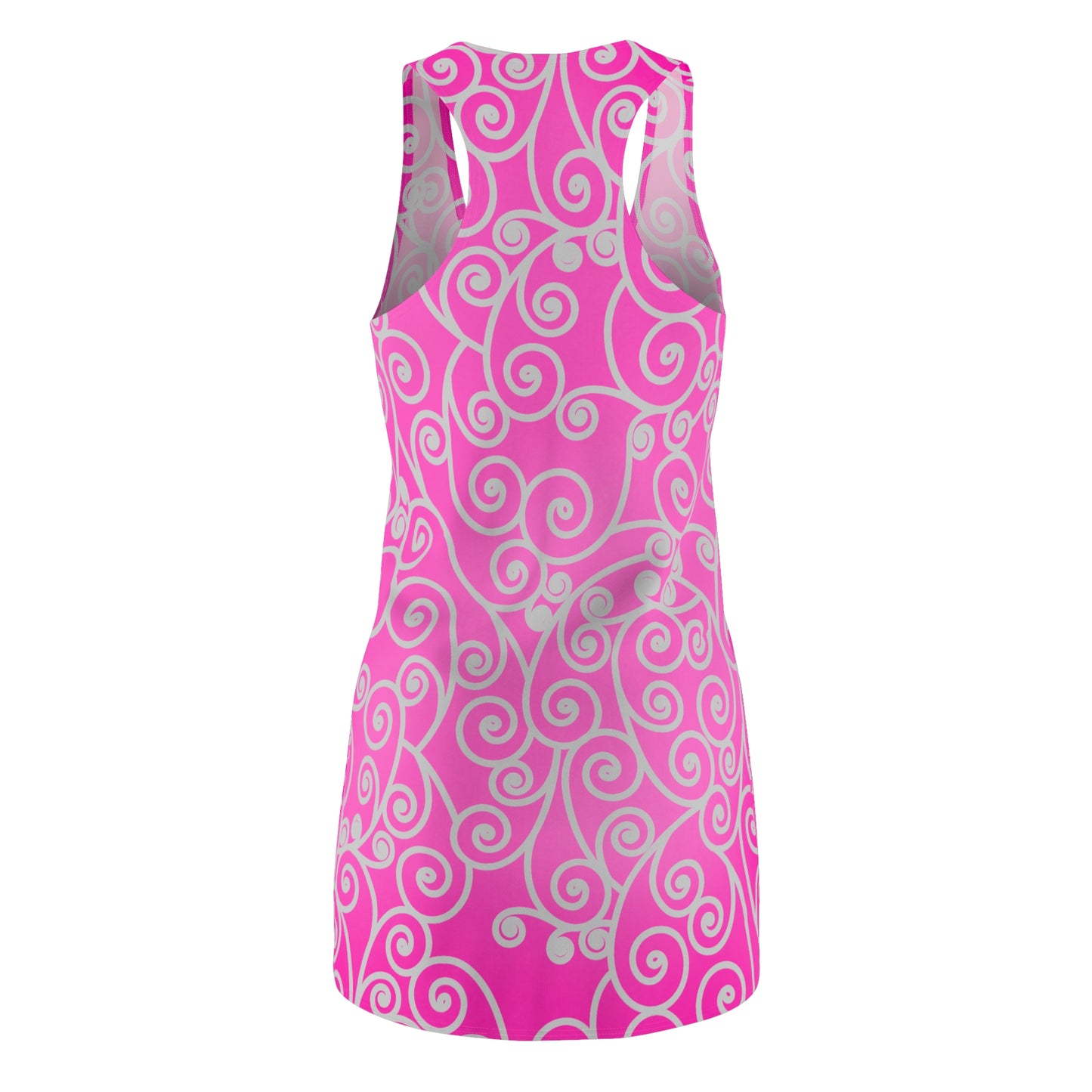 Racerback Damenkleid Sommer – Pinker Farbverlauf mit Spiral-Ornament