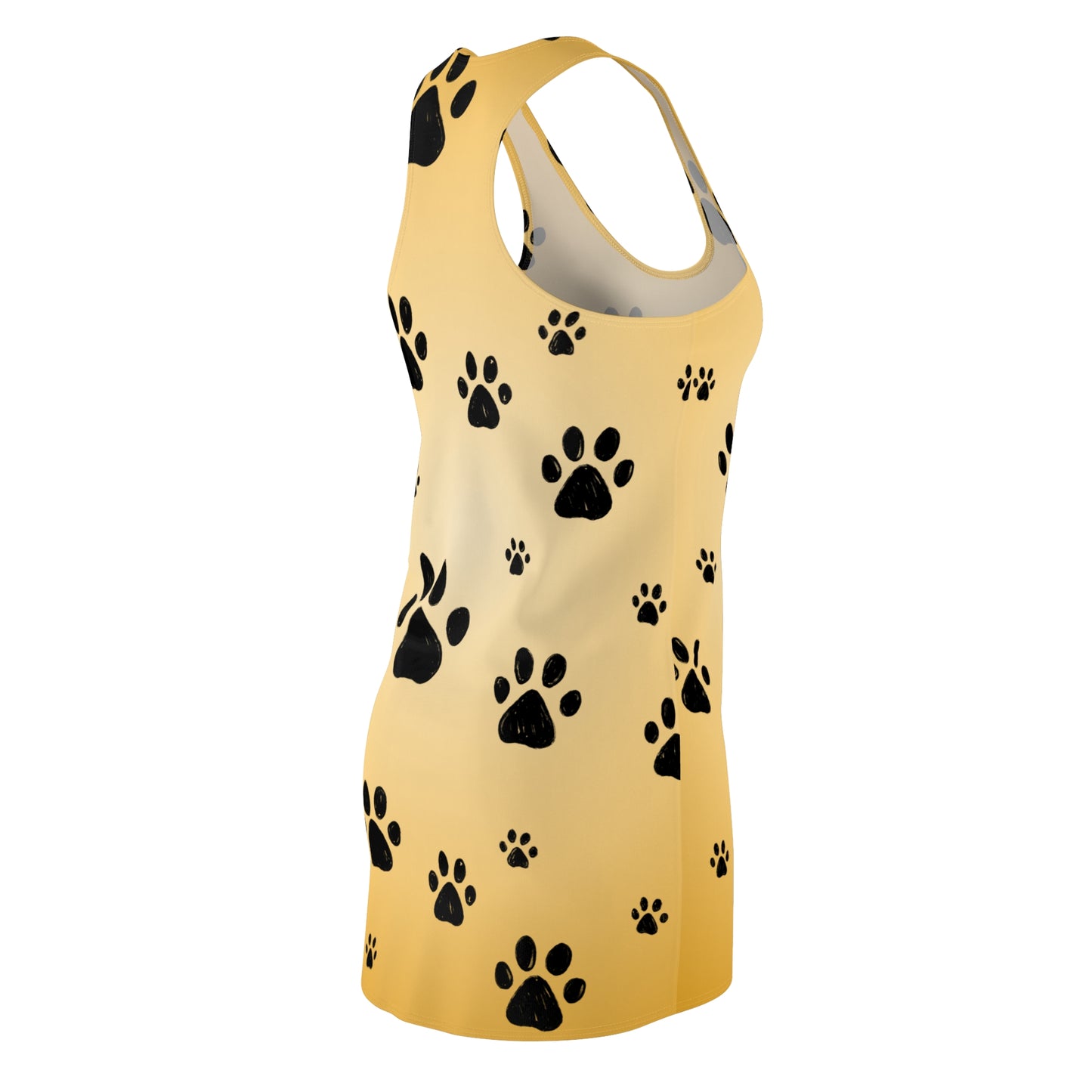Beiges Racerback Kleid mit schwarzen Pfoten – Farbverlauf