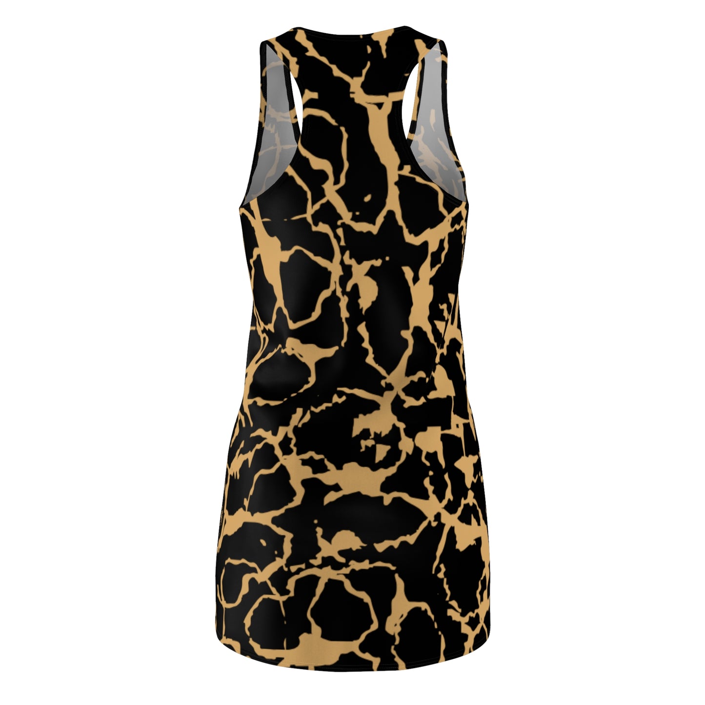 Racerback Kleid Schwarz Gold mit abstraktem Muster Damen