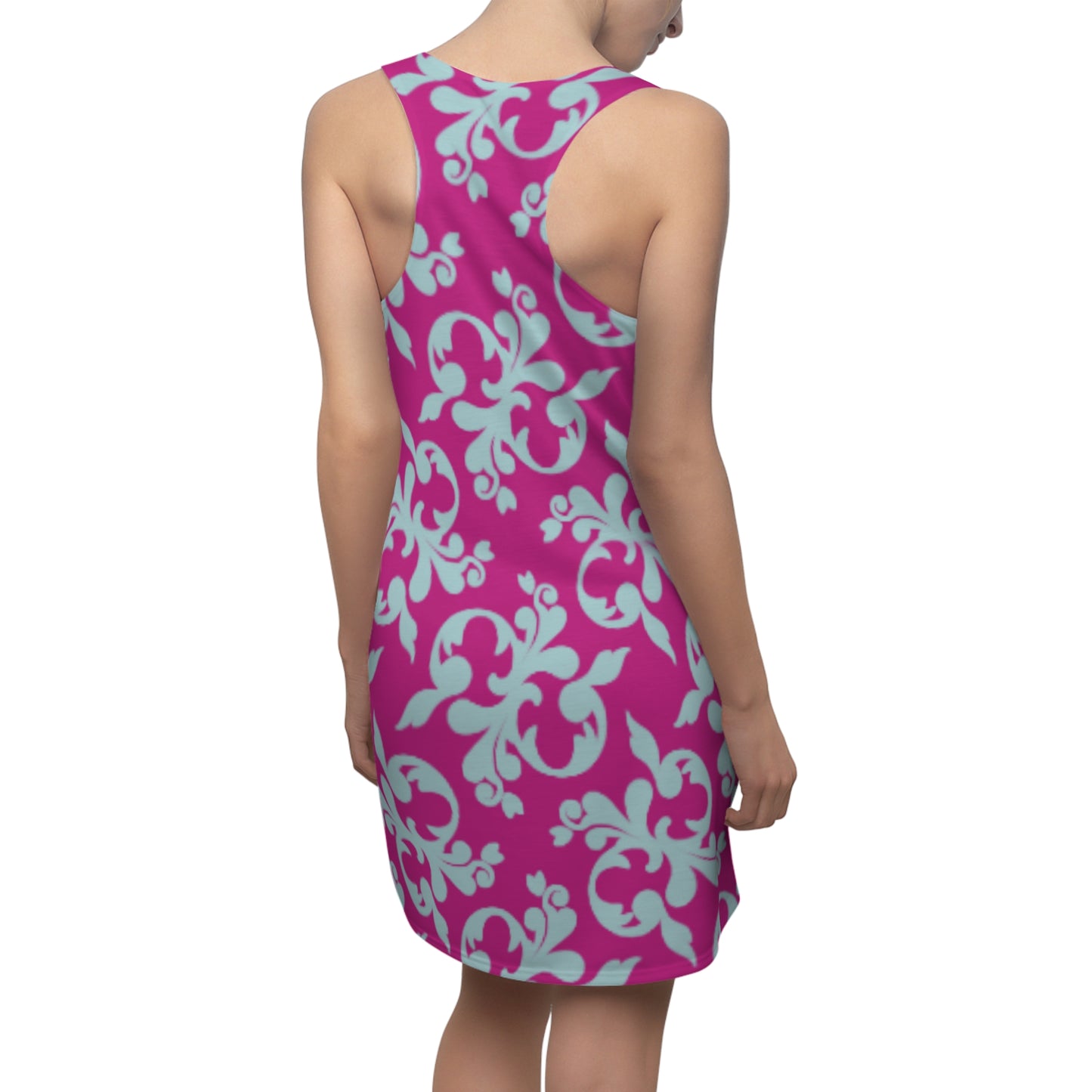 Pink Türkis Floral Racerback Kleid – Sommer Damenmode