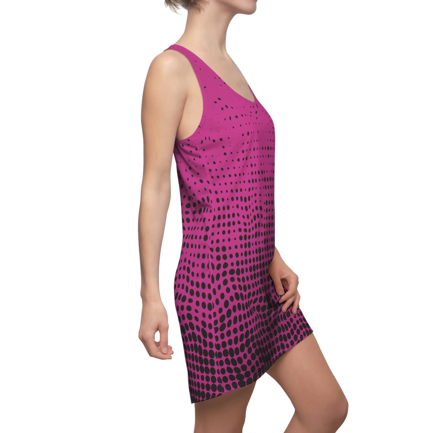 Punkte Gradient Racerback Kleid – Schwarz Pink Sommerkleid