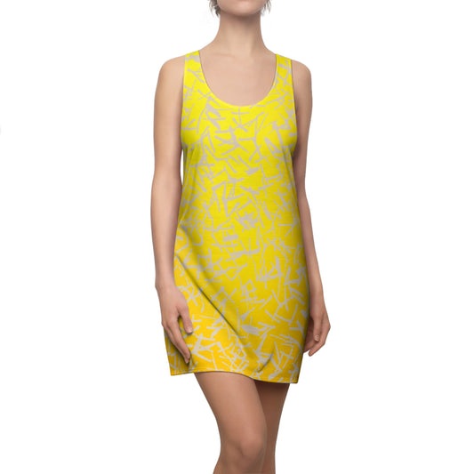 Racerback Damenkleid Sommer – Abstraktes Linienmuster, modern & bequem