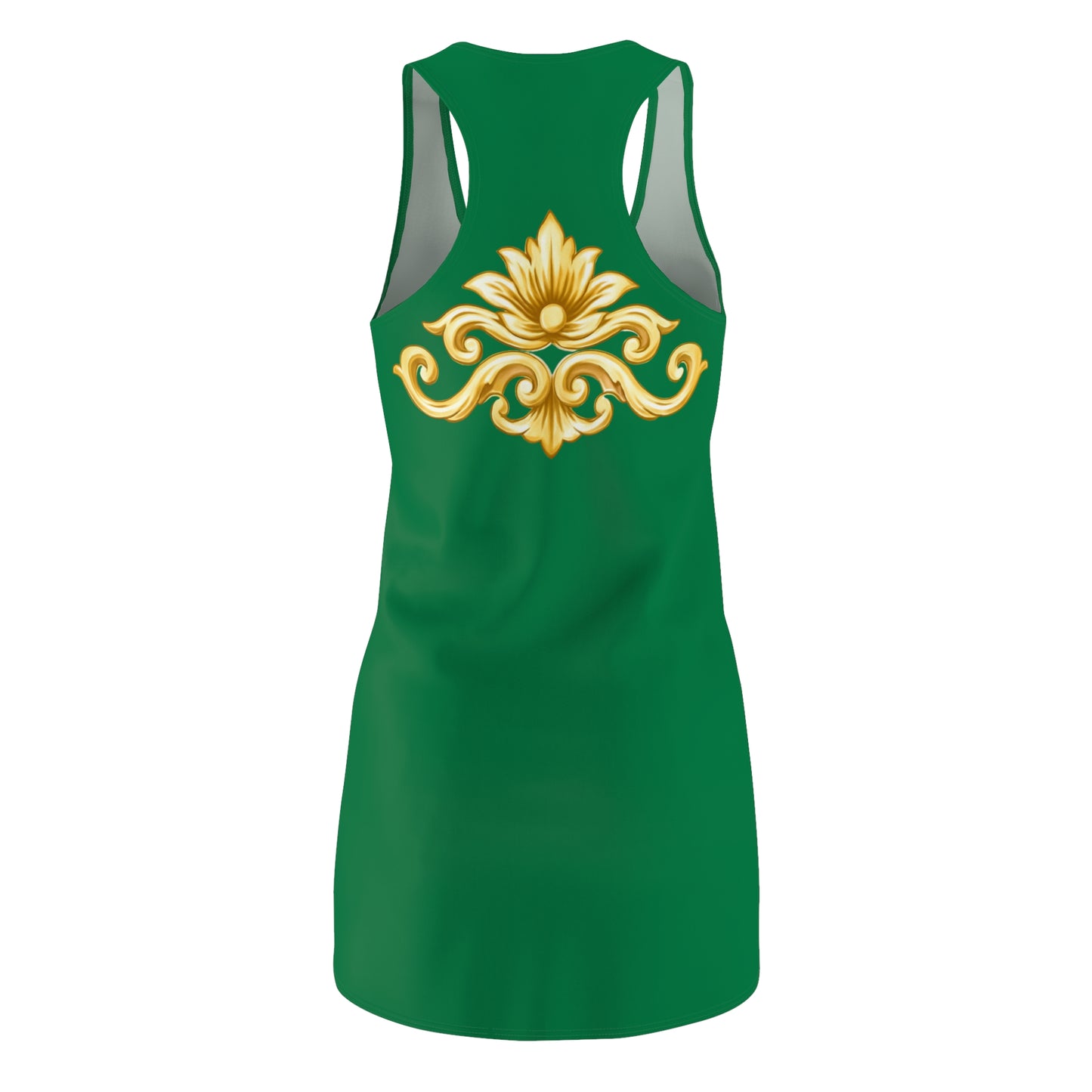 Elegant Baroque Damenkleid | Gold Ornament Racerback Kleid
