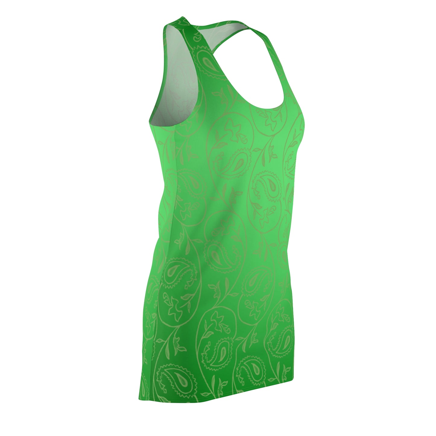 Damen Sommerkleid Grün mit Farbverlauf und Paisley Muster