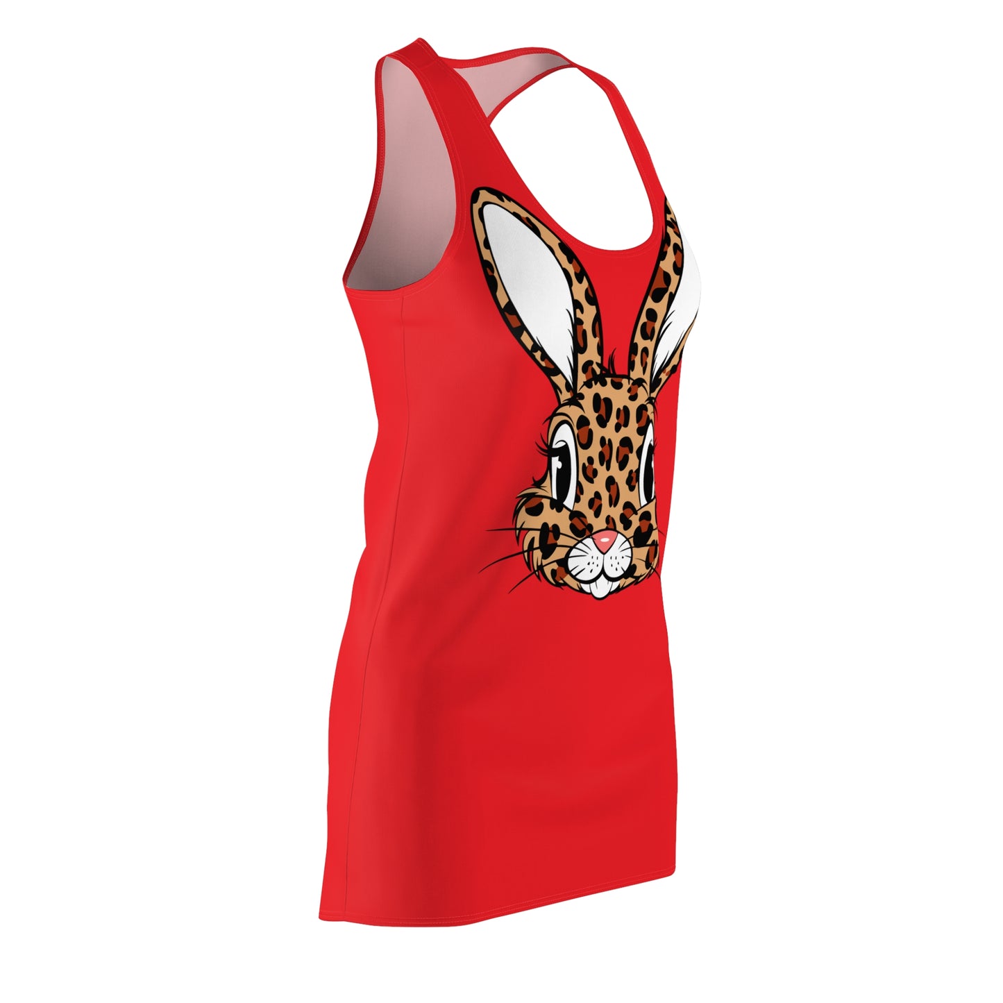 Leoparden Hase Racerback Kleid – Tierisch Rot