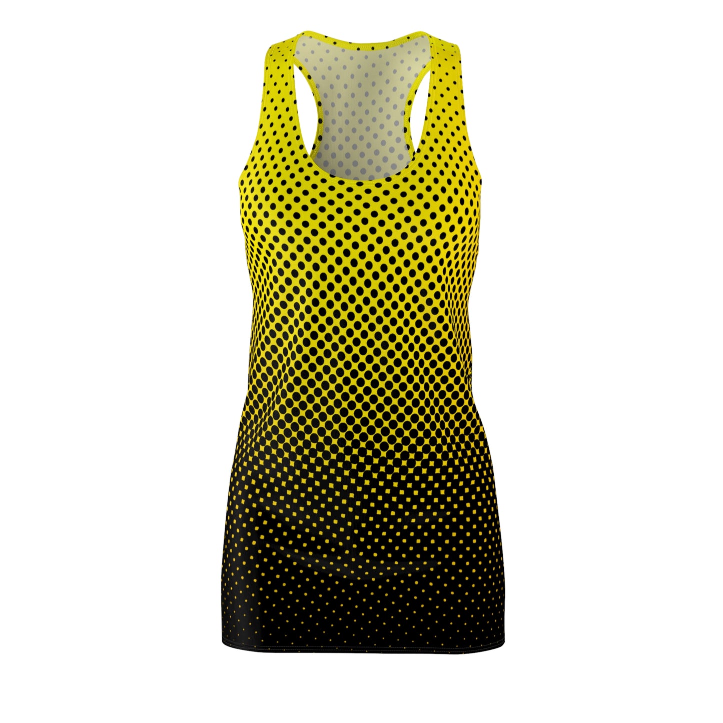 Gelbes Racerback Kleid – Modernes Sommerkleid mit Punktverlauf