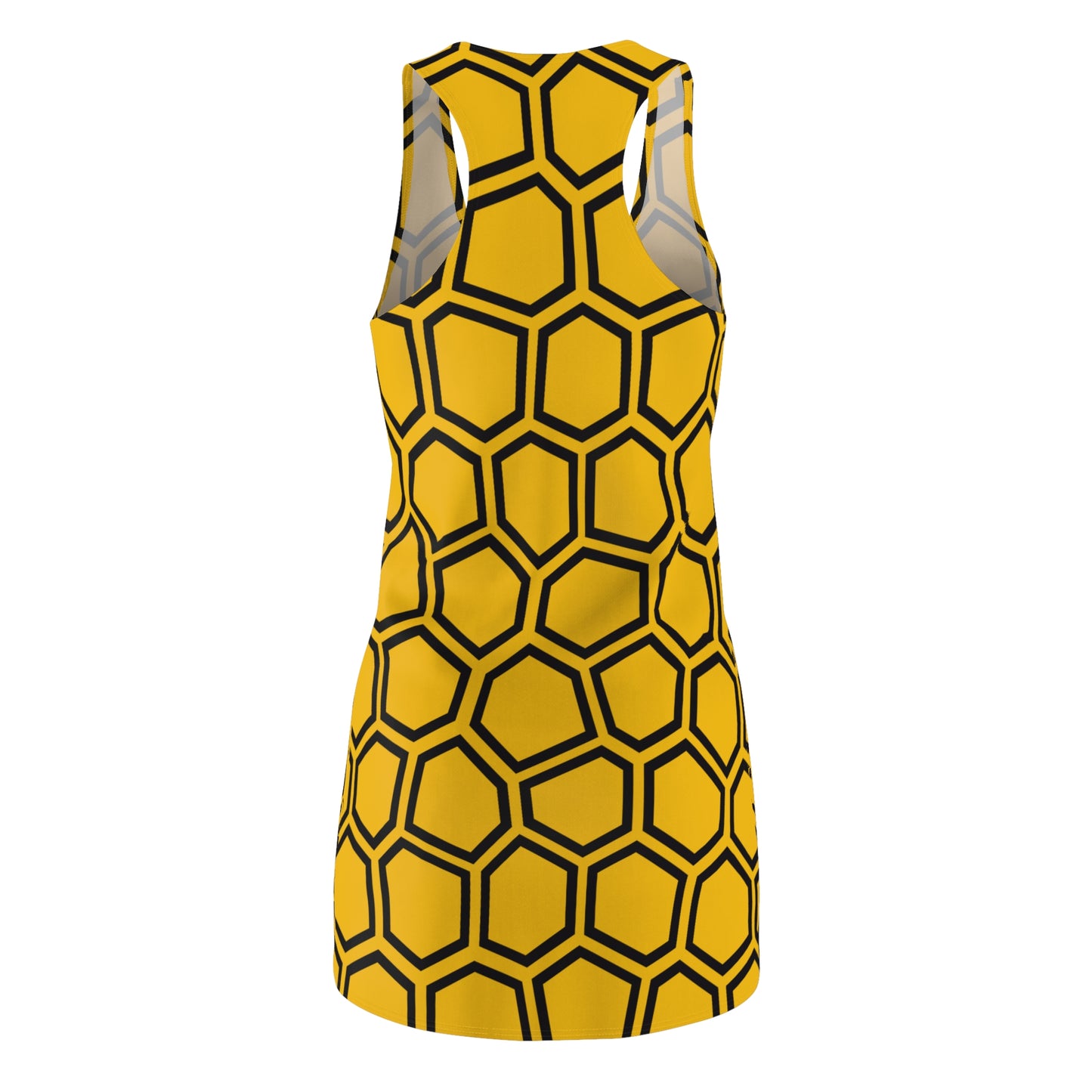 Racerback Kleid Schwarz Gelb Hexagon Muster Damen Sommer