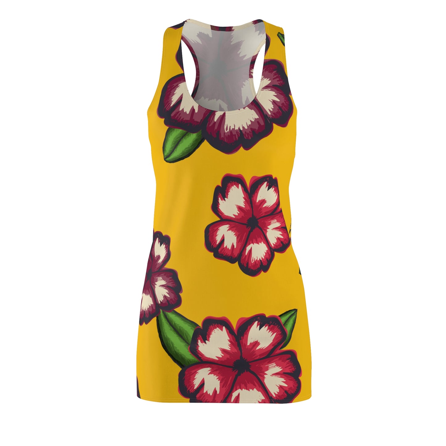 Gelbes Hibiskus Racerback Kleid – Stylishes Sommerkleid