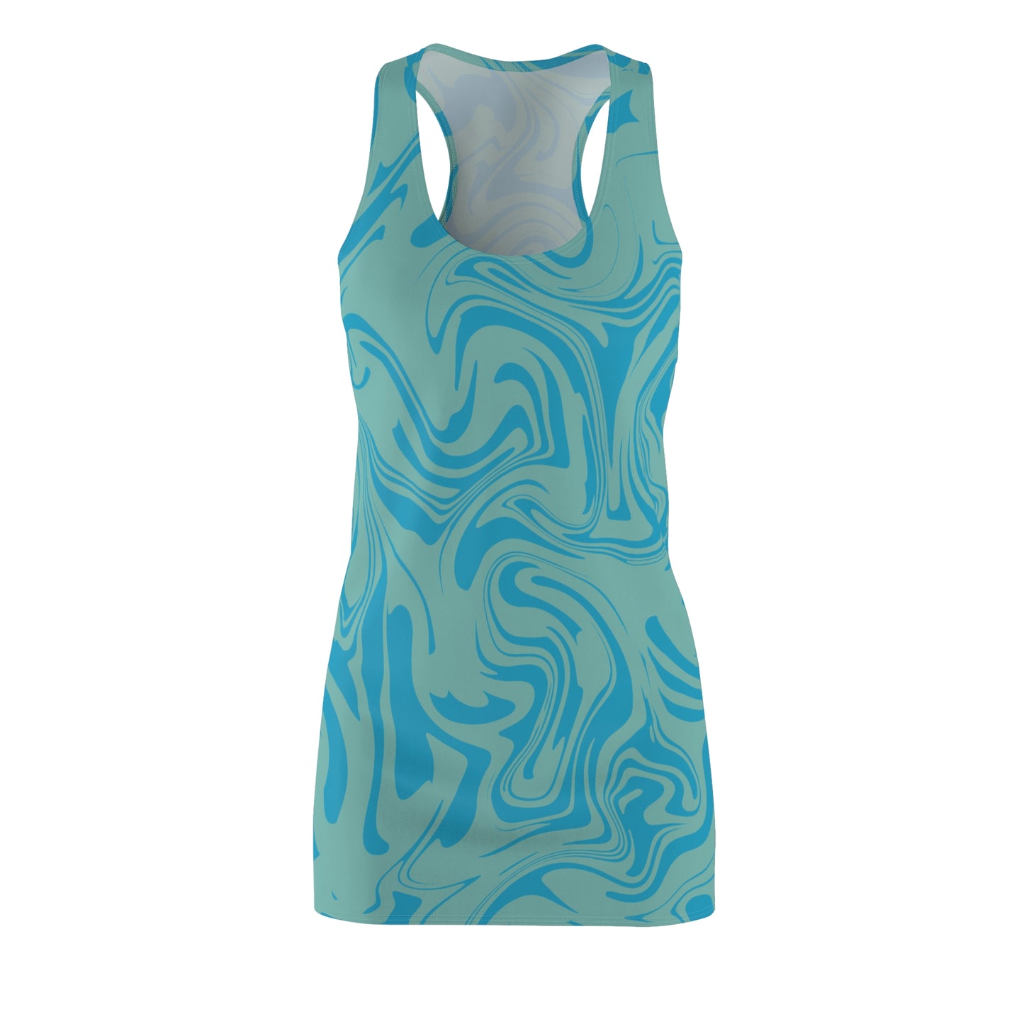 Aqua Türkis Marmor Racerback Kleid – Trendige Sommer Damenmode