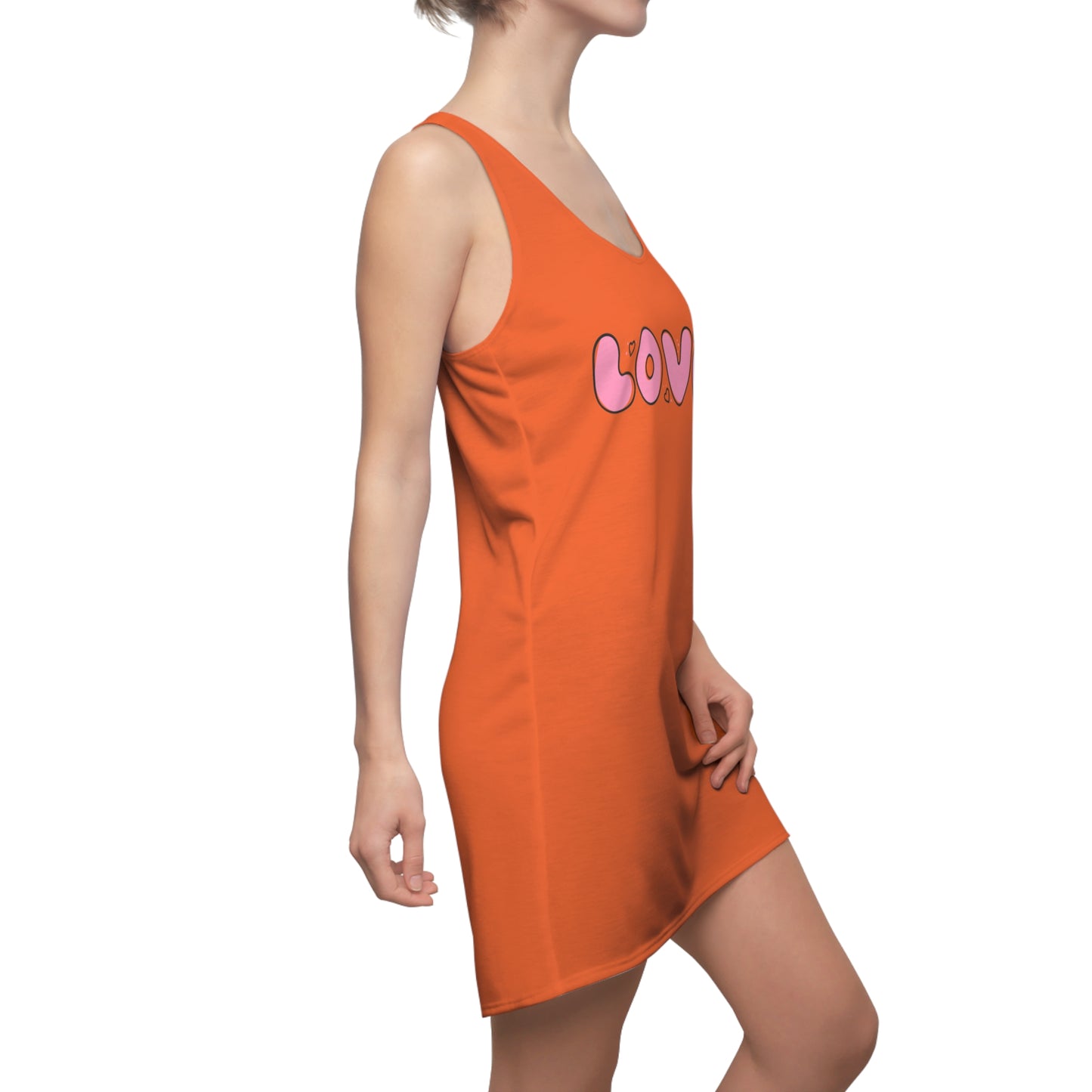 Love Pink Herz Racerback Kleid – Streetwear Damenmode in Orange