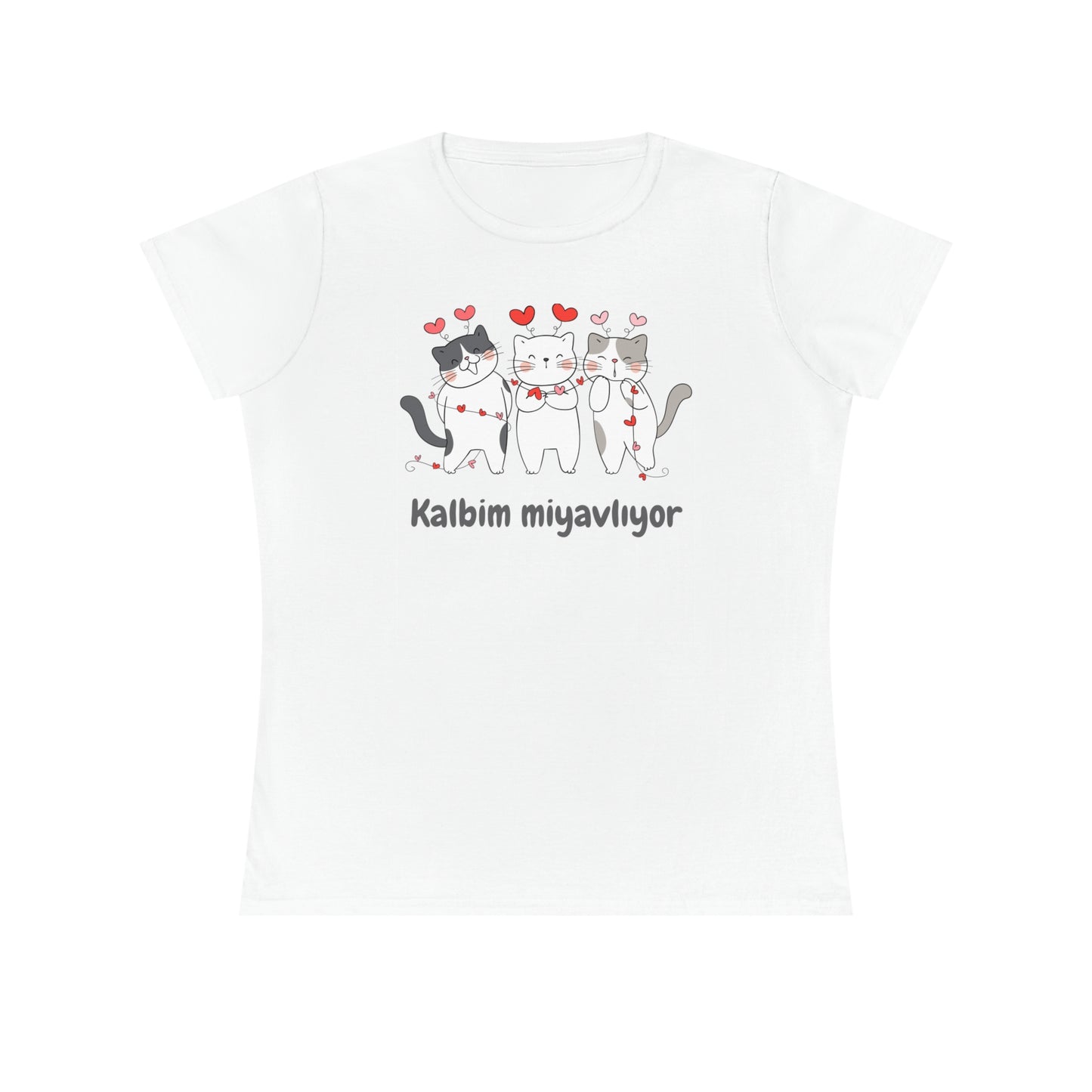 Katzen T Shirt Kalbim Miyavliyor Herzmotiv Lustiges Damen Shirt