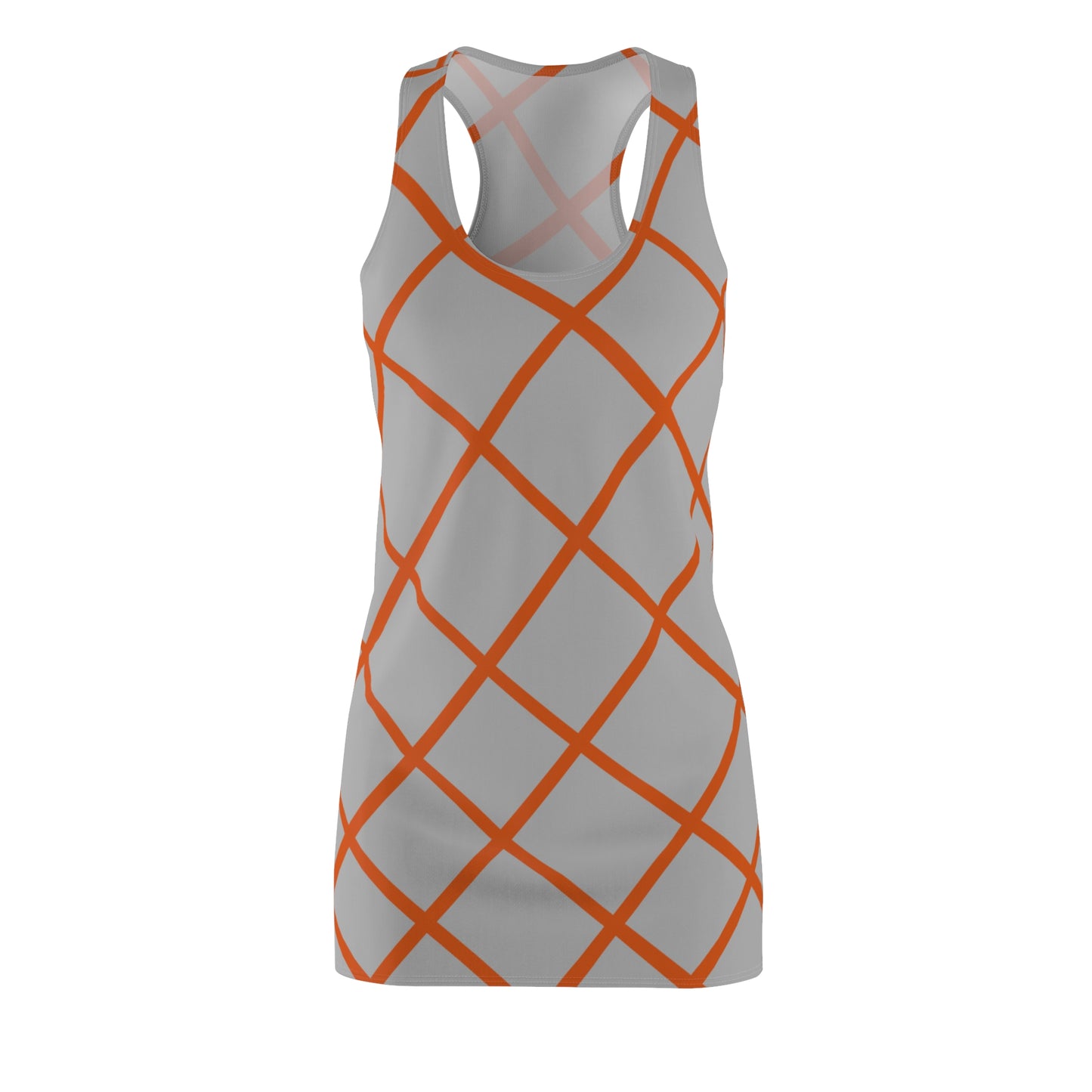 Grau Orange Karo Racerback Kleid – Elegantes Sommerkleid