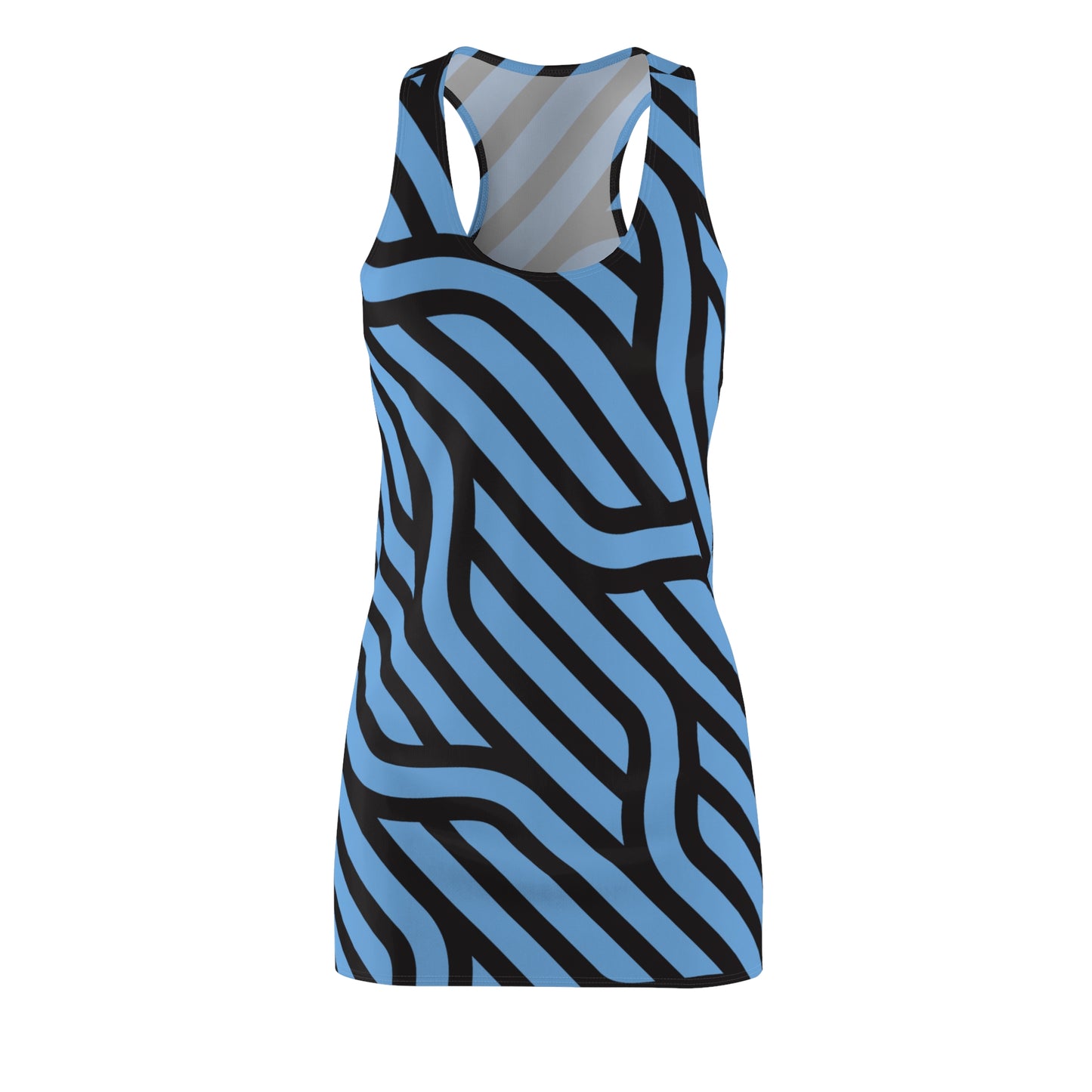 Schwarz Hellblau Streifen Racerback Kleid – Modernes Sommerkleid
