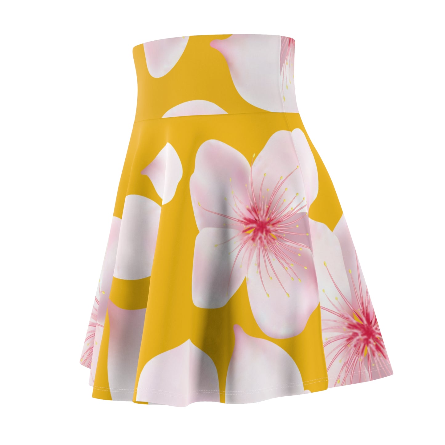 Gelber Damen Rock Blütenmuster Skater Elegant Sommer Casual