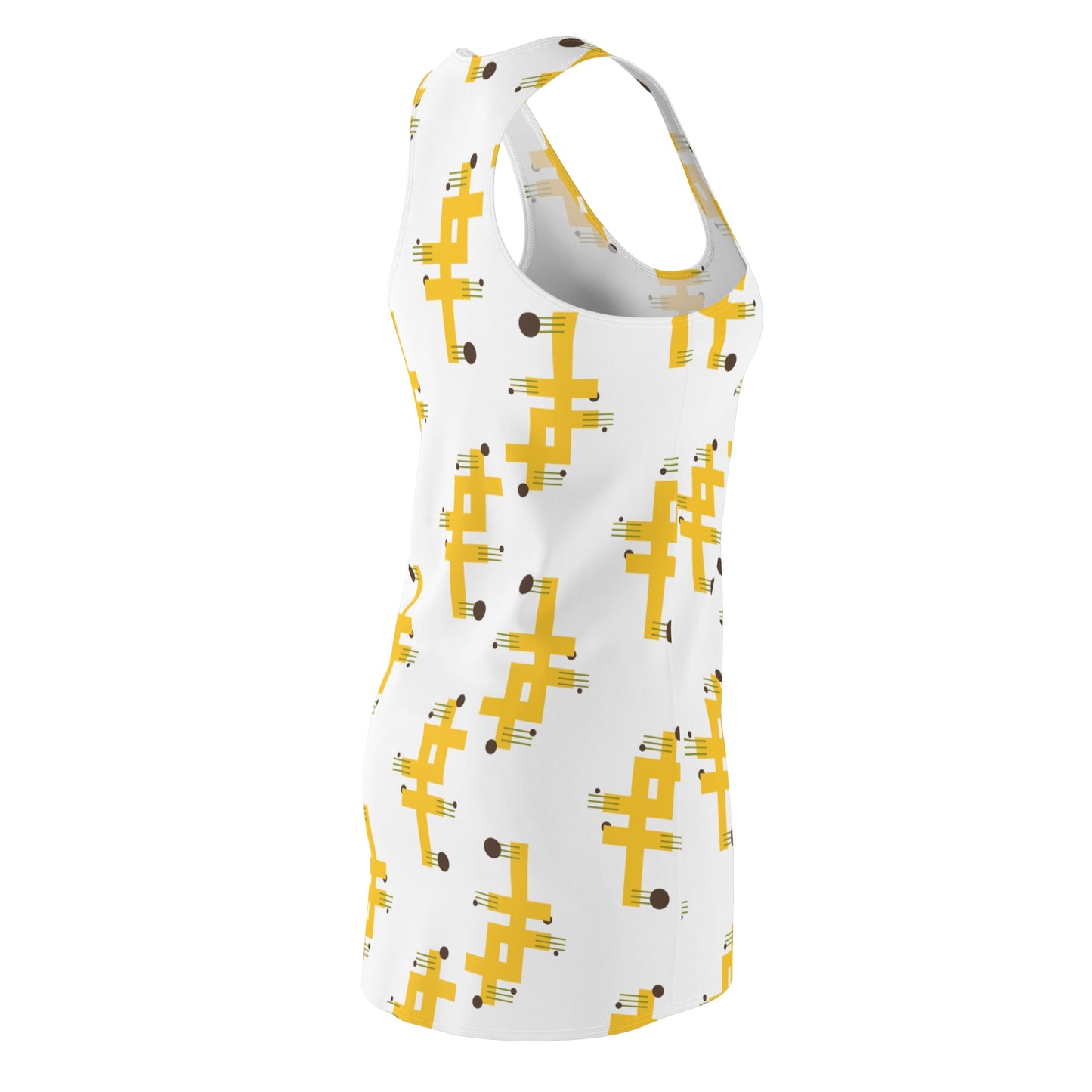 Gelb Grafik Racerback Kleid – Modernes Sommerkleid