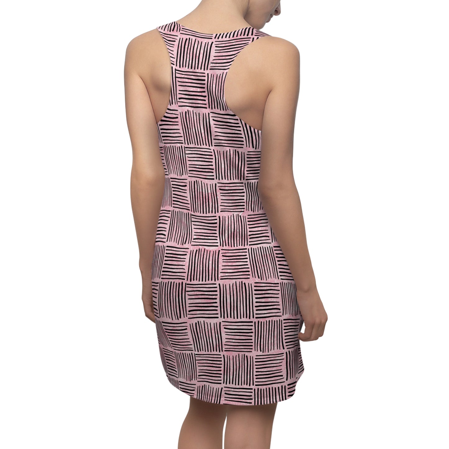 Rosa Racerback Kleid – Sommerkleid mit modernem Streifenmuster
