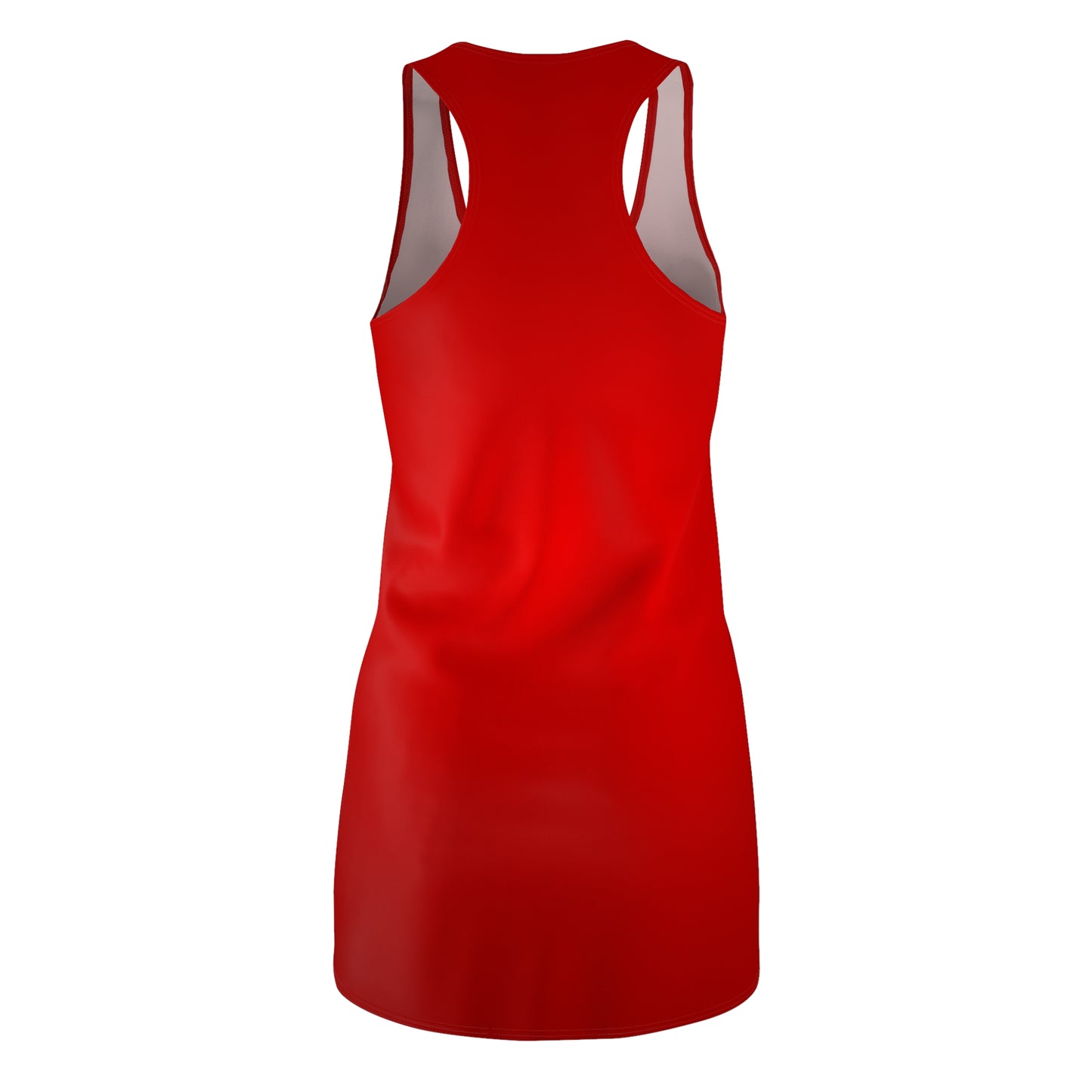 Rotes Racerback Kleid mit Katzen Motiv und Statement Print