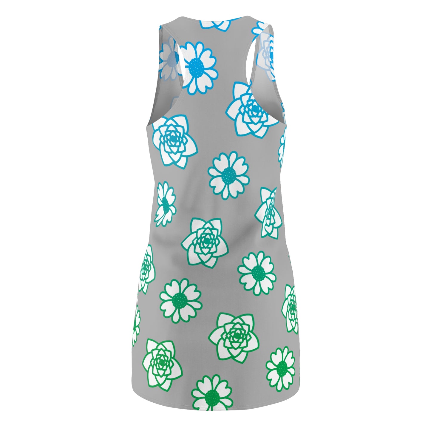 Racerback Kleid Grau mit grünem Blumenmuster Sommerlook