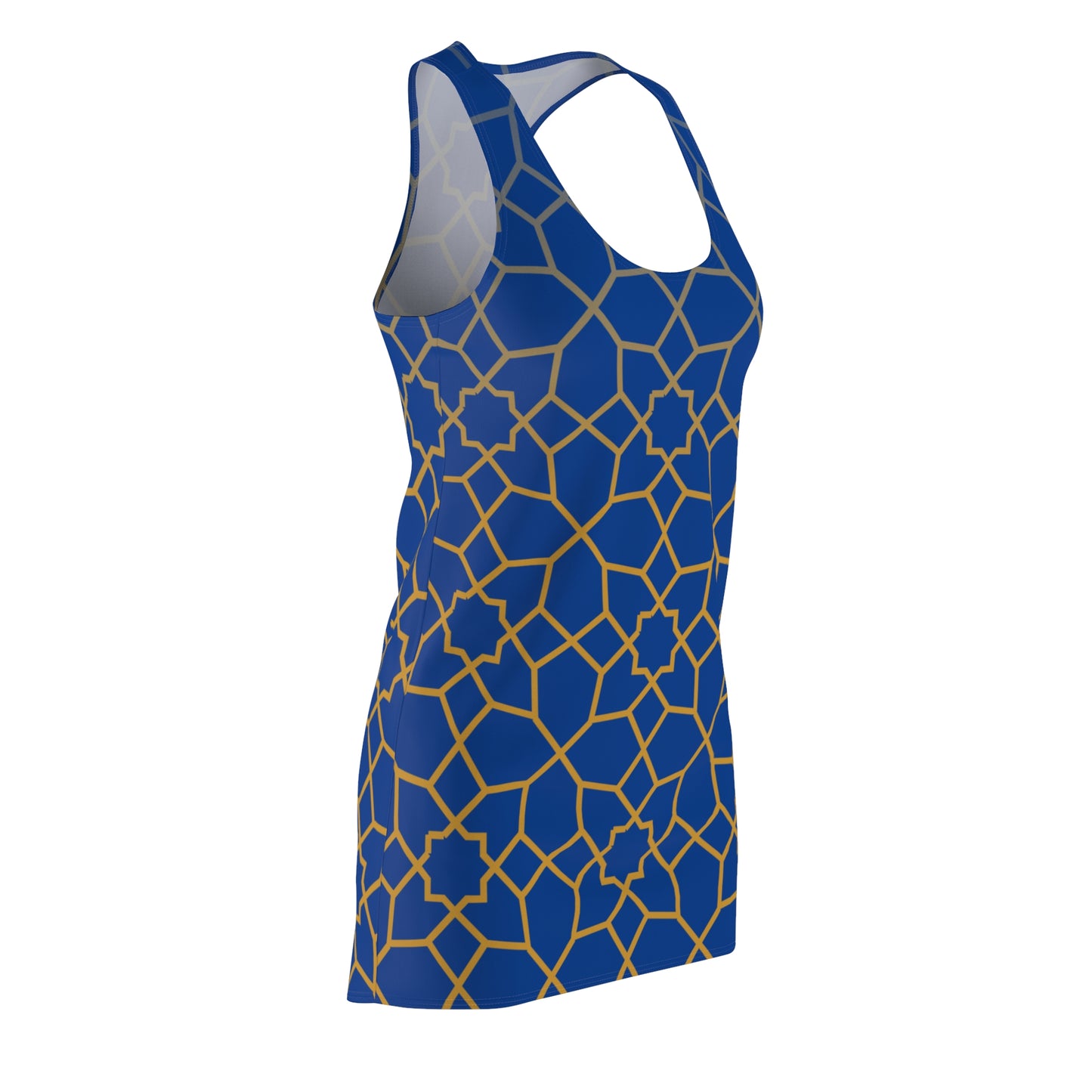 Luxury Racerback Dress mit Golden Mosaic Pattern auf Blau
