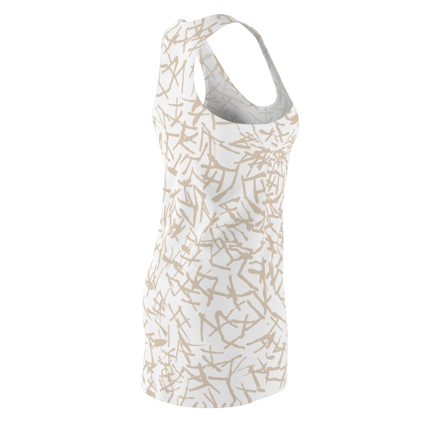 Racerback Damenkleid Sommer – Abstraktes Linienmuster, modern & bequem Weiss