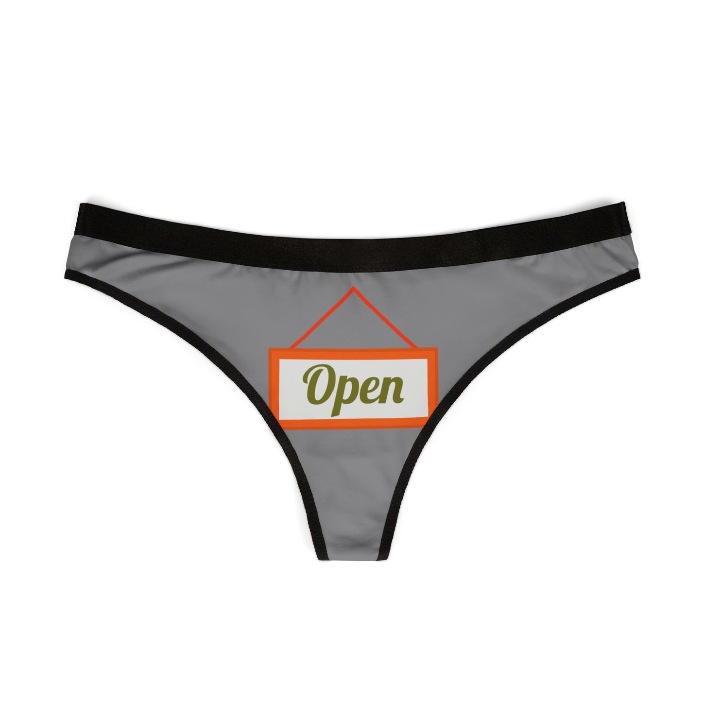 Grauer Damen Thong Unterwäsche Open Print Atmungsaktiv Bequemer Slip
