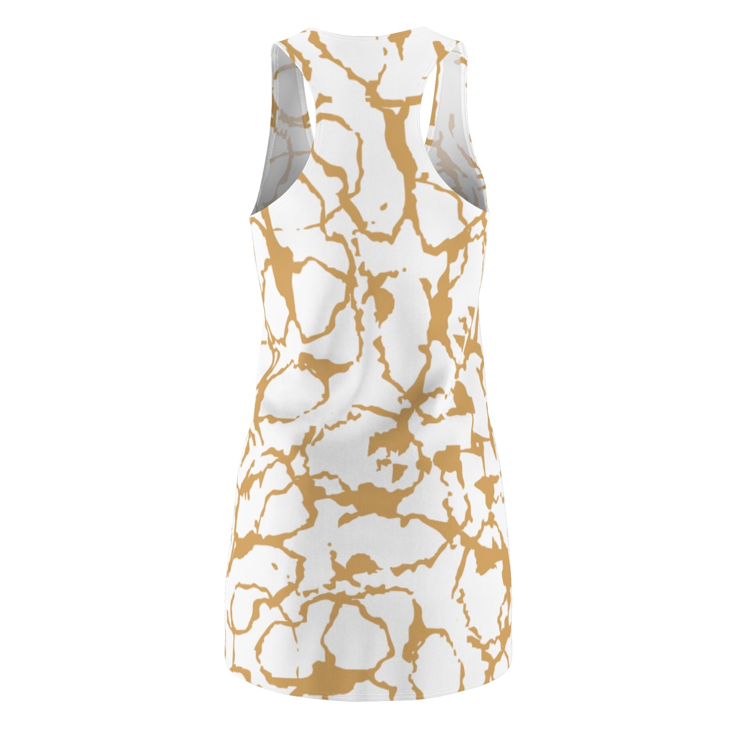 Racerback Kleid Weiss Gold mit abstraktem Muster
