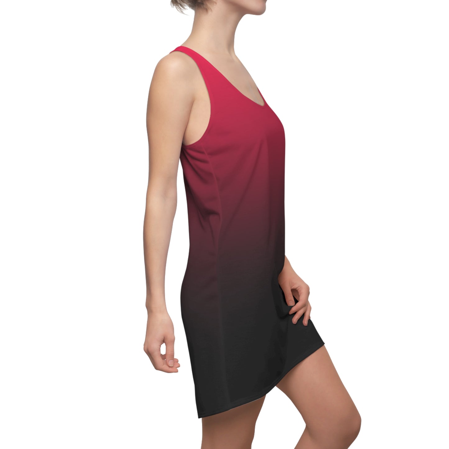 Rotes Racerback Kleid mit schwarzem Farbverlauf