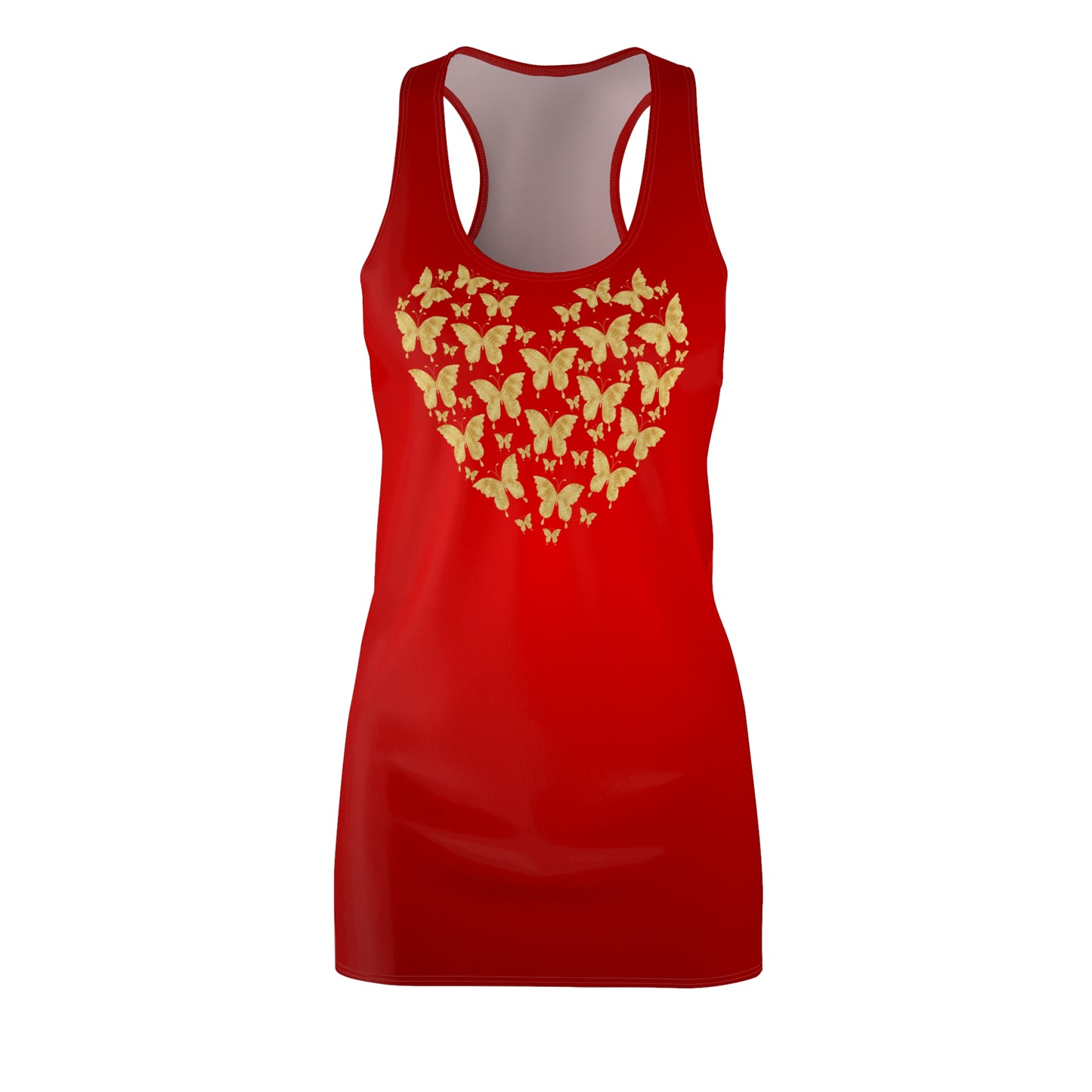 Herz Schmetterling Racerback Kleid – Rotes Sommerkleid