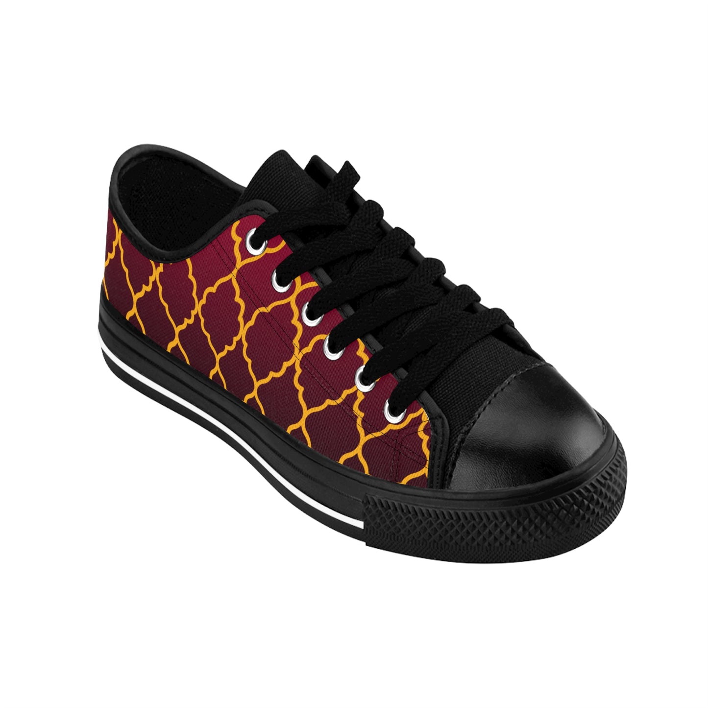 Damen Sneaker Bordeaux Gold Muster Canvas Freizeit Schuhe Low