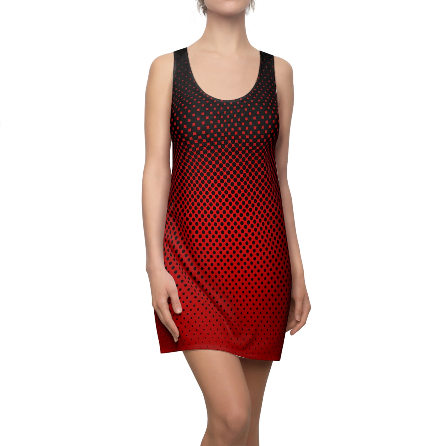 Racerback Damen Kleid Rot Modernes Muster Ärmellos Sommerlook