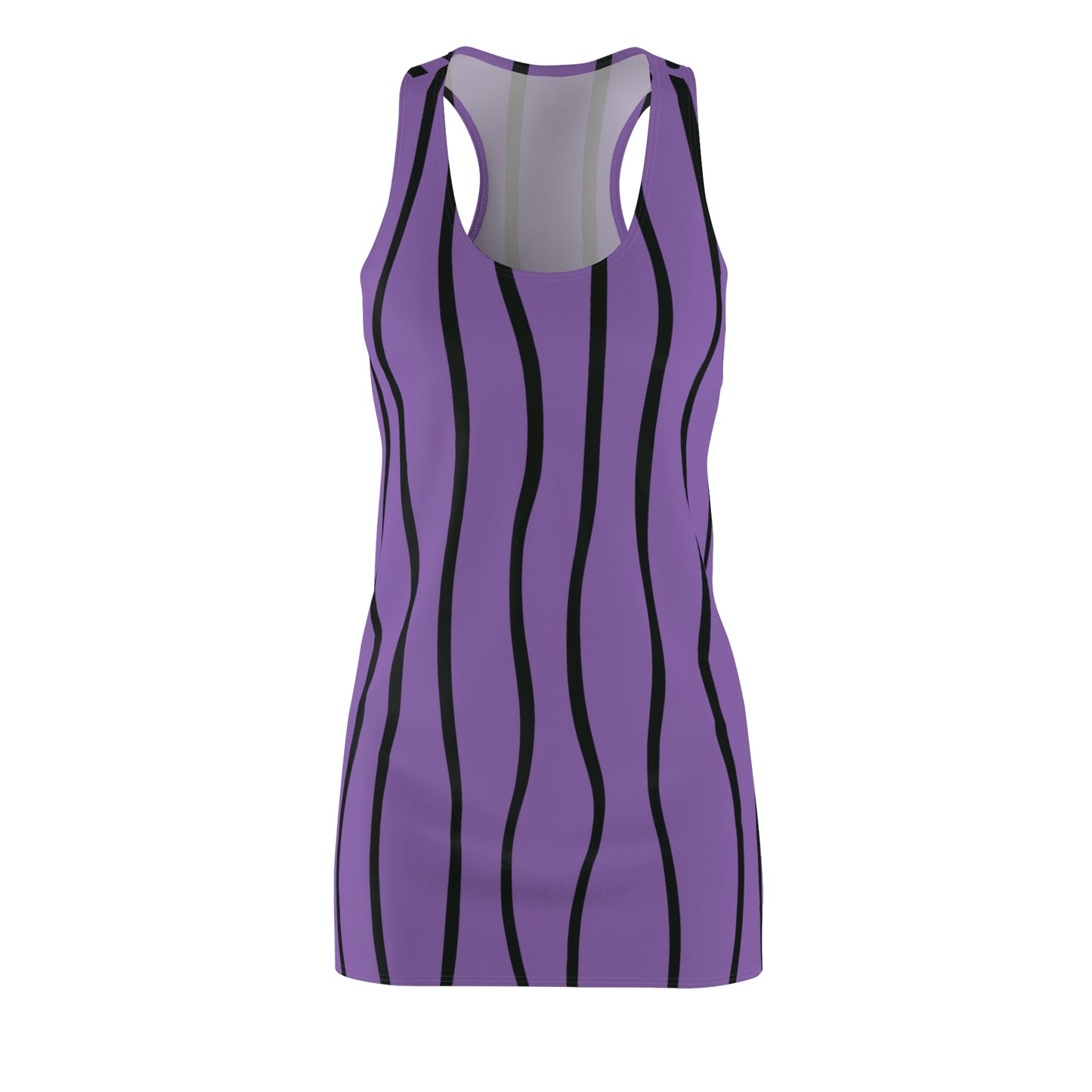 Lila Schwarz Wellen Racerback Kleid – Modernes Sommerkleid