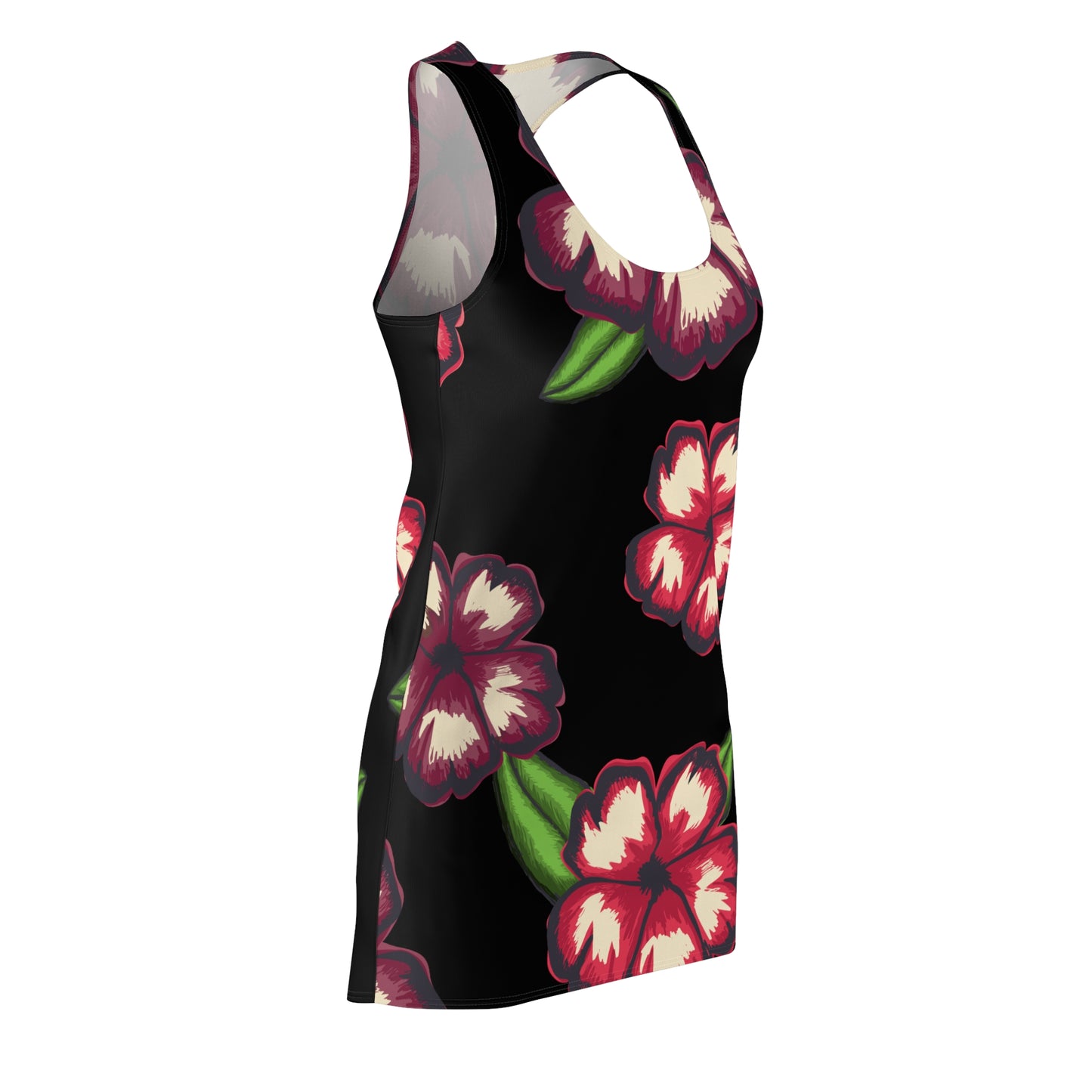 Schwarzes Hibiskus Racerback Kleid – Stylishes Sommerkleid