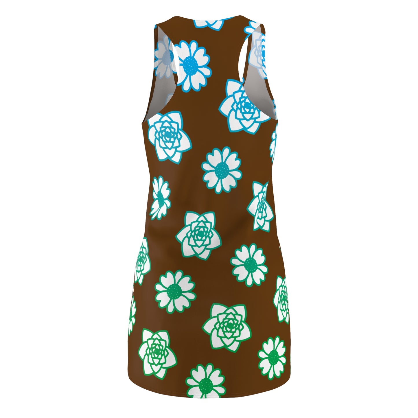 Racerback Kleid Braun mit grünem Blumenmuster Sommerlook