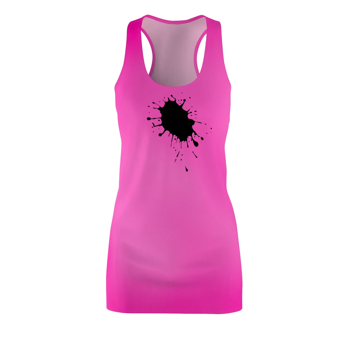 Racerback Kleid mit schwarzem Farbklecks auf Pink mit Farbverlauf
