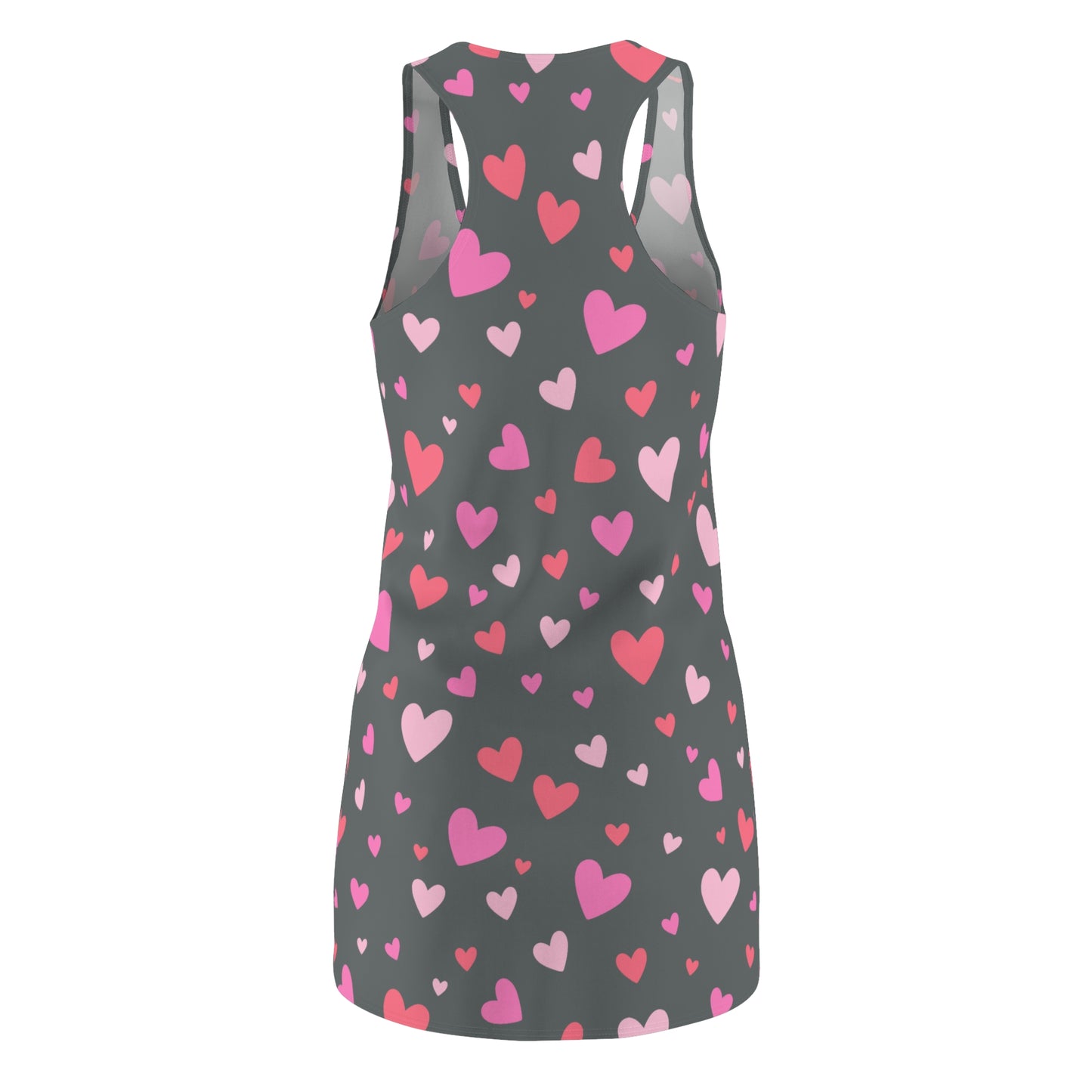 Pink Herz Racerback Kleid – Verspieltes Sommerkleid in Grau
