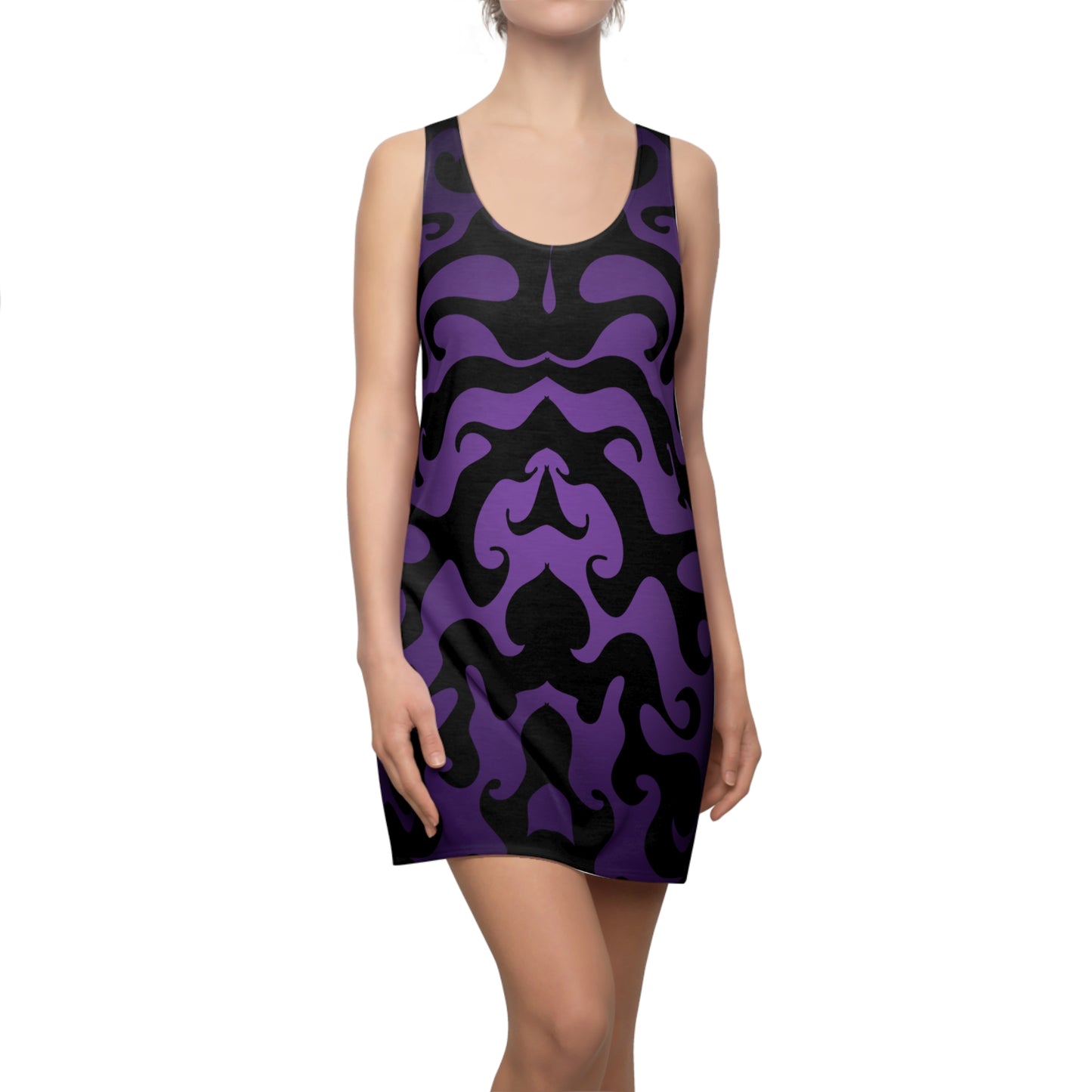 Racerback Kleid mit grafischem Ornamentmuster in Lila-Schwarz