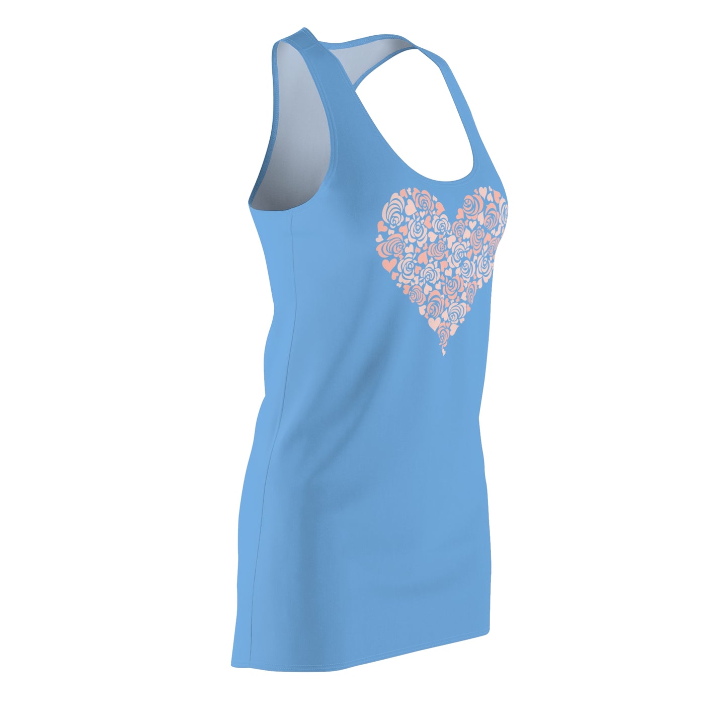 Hellblau Floral Heart Kleid Racerback Romantisches Sommerkleid