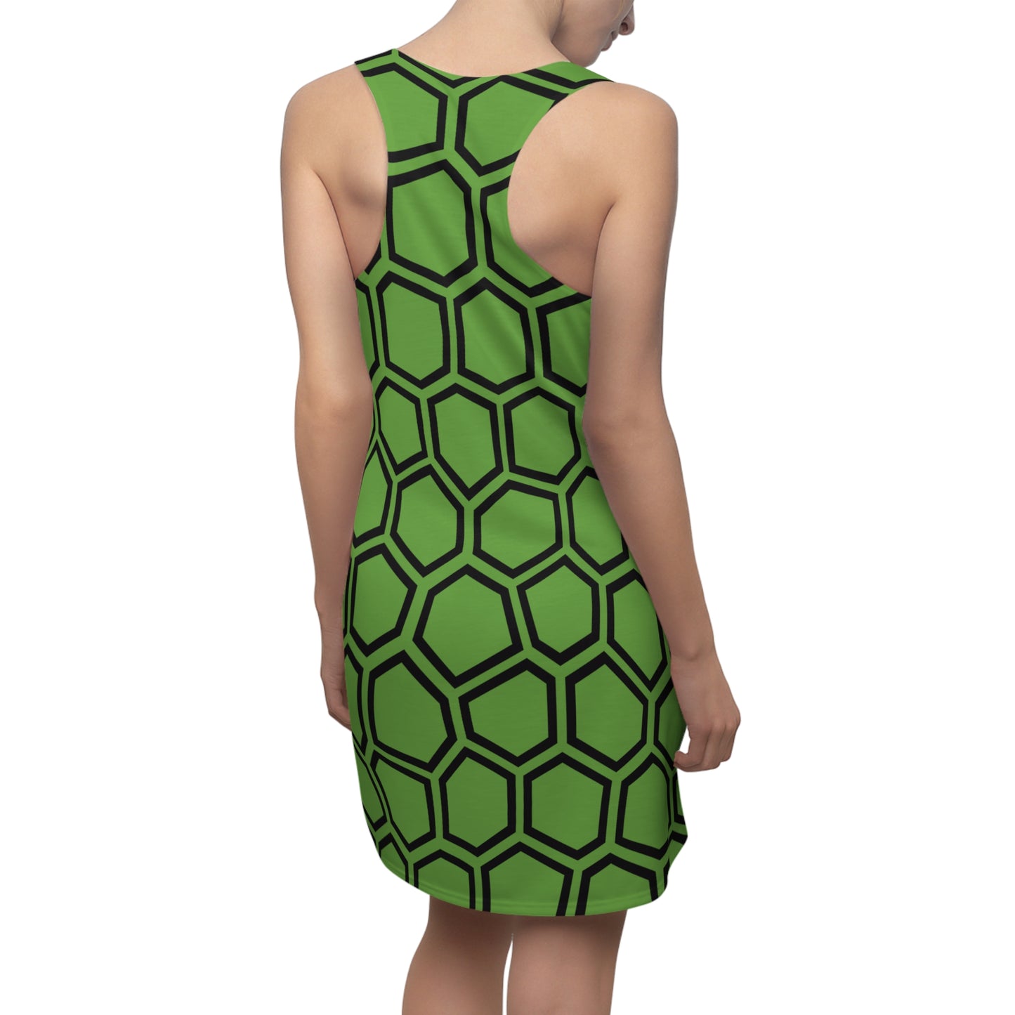 Racerback Kleid Schwarz Grün Hexagon Muster Damen Sommer
