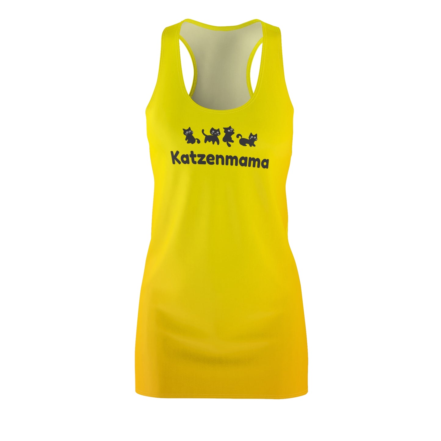 Racerback Kleid Katzenmama Damen Gelb mit Katzenmotiv
