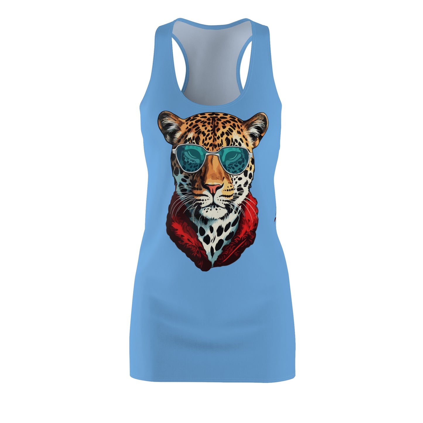Hellblaues Leopard Sonnenbrille Racerback Kleid – Cooles Sommerkleid