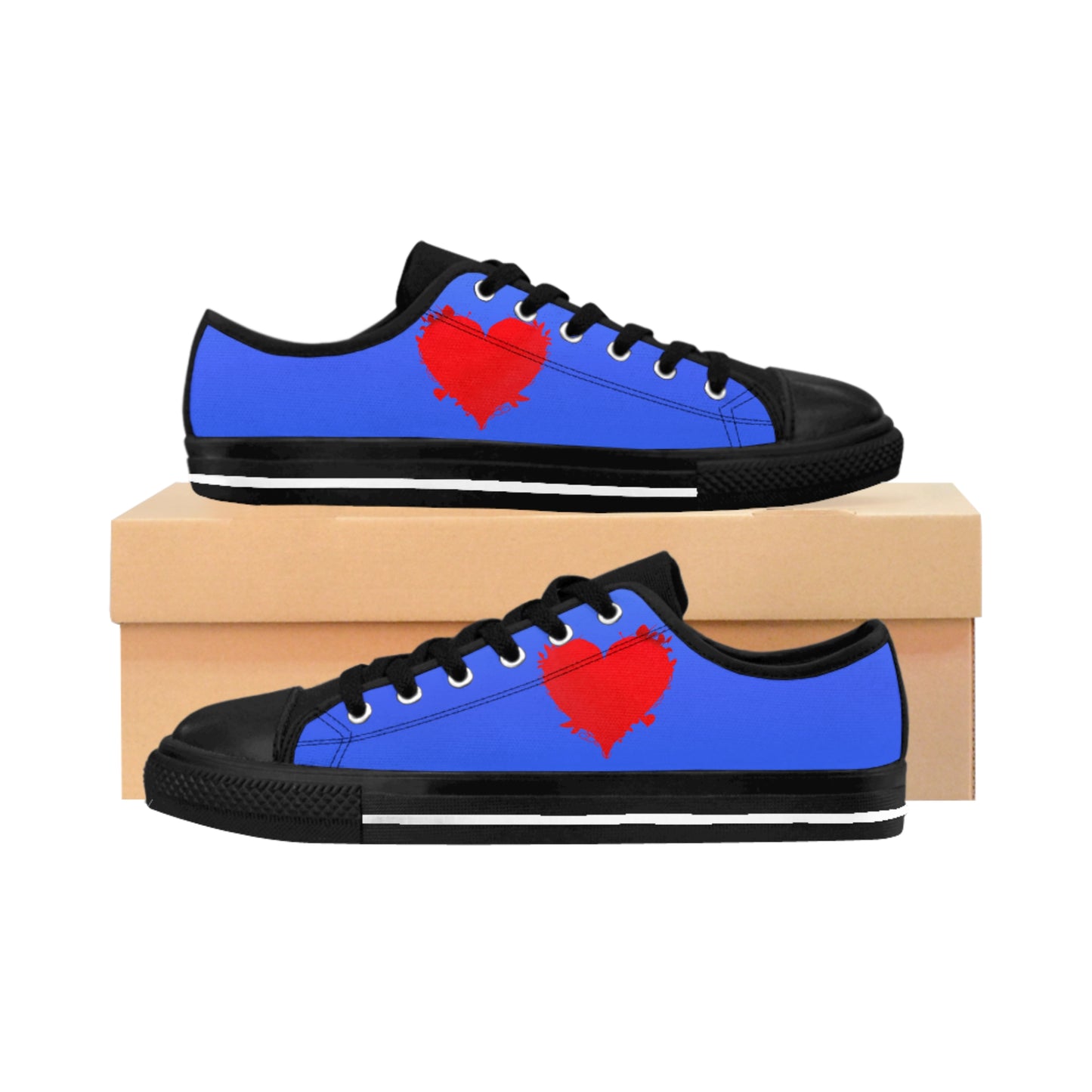 Damen Sneaker Blau mit Herz | Canvas Low Top Love Schuhe