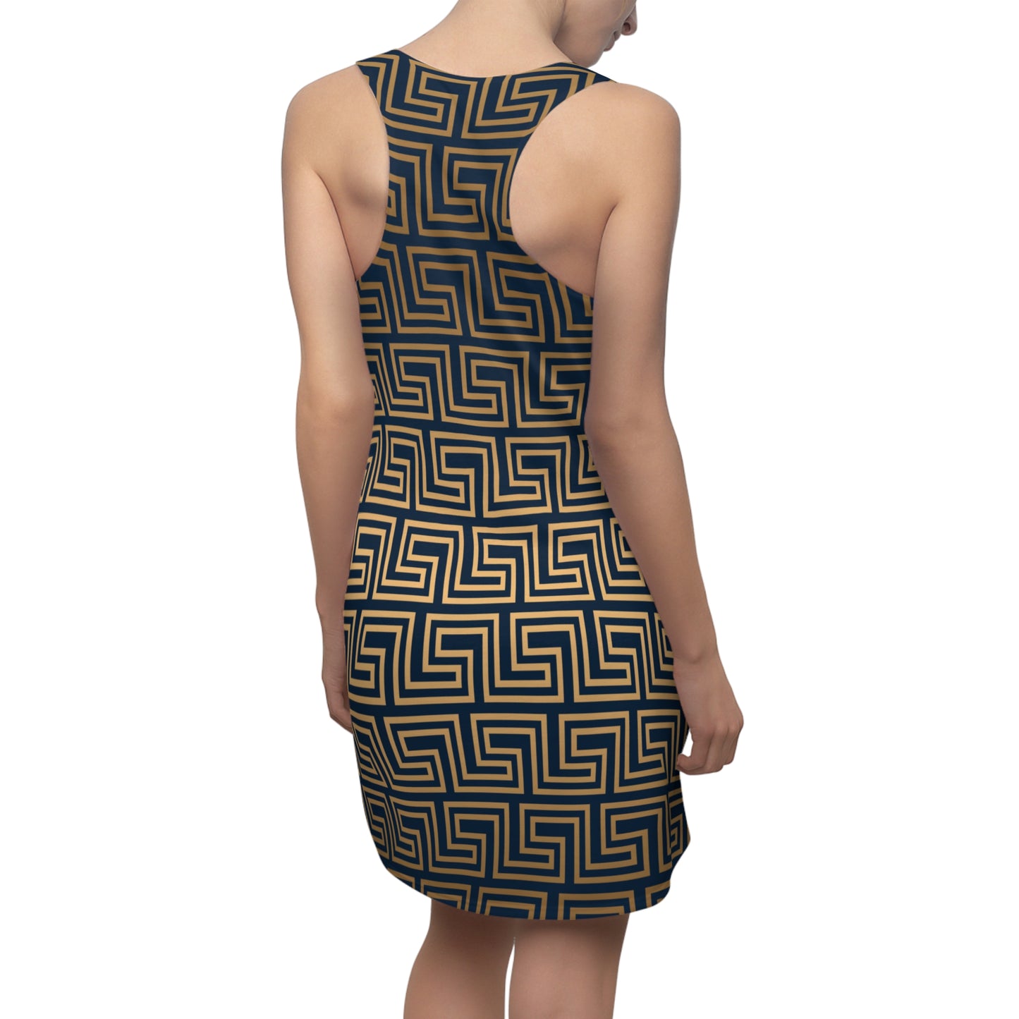 Greek Key Racerback Kleid | Geometrisches Retro Muster